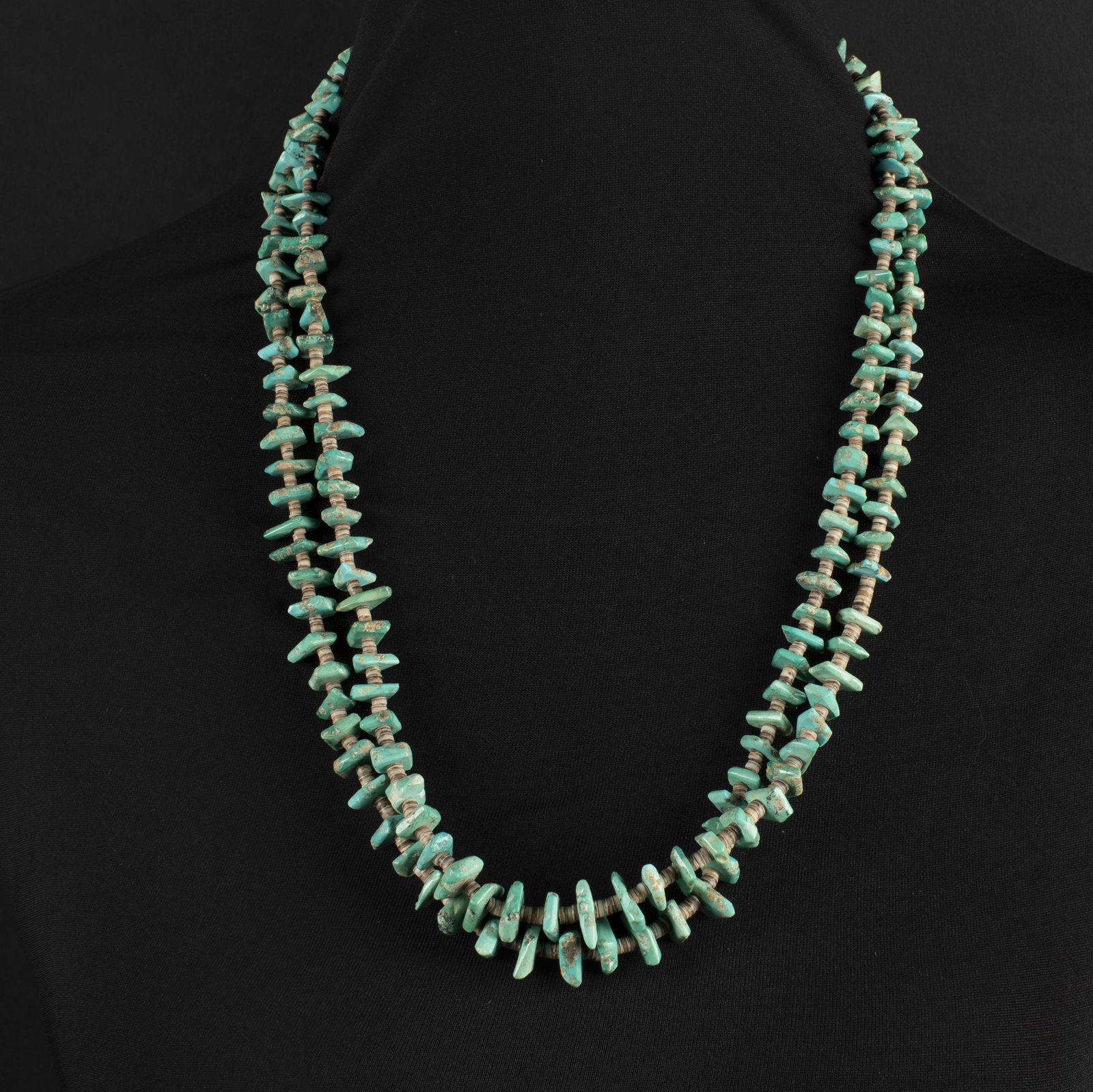 Kewa [Santo Domingo], Double Strand Turquoise + Heishi Necklace (1 of 3)