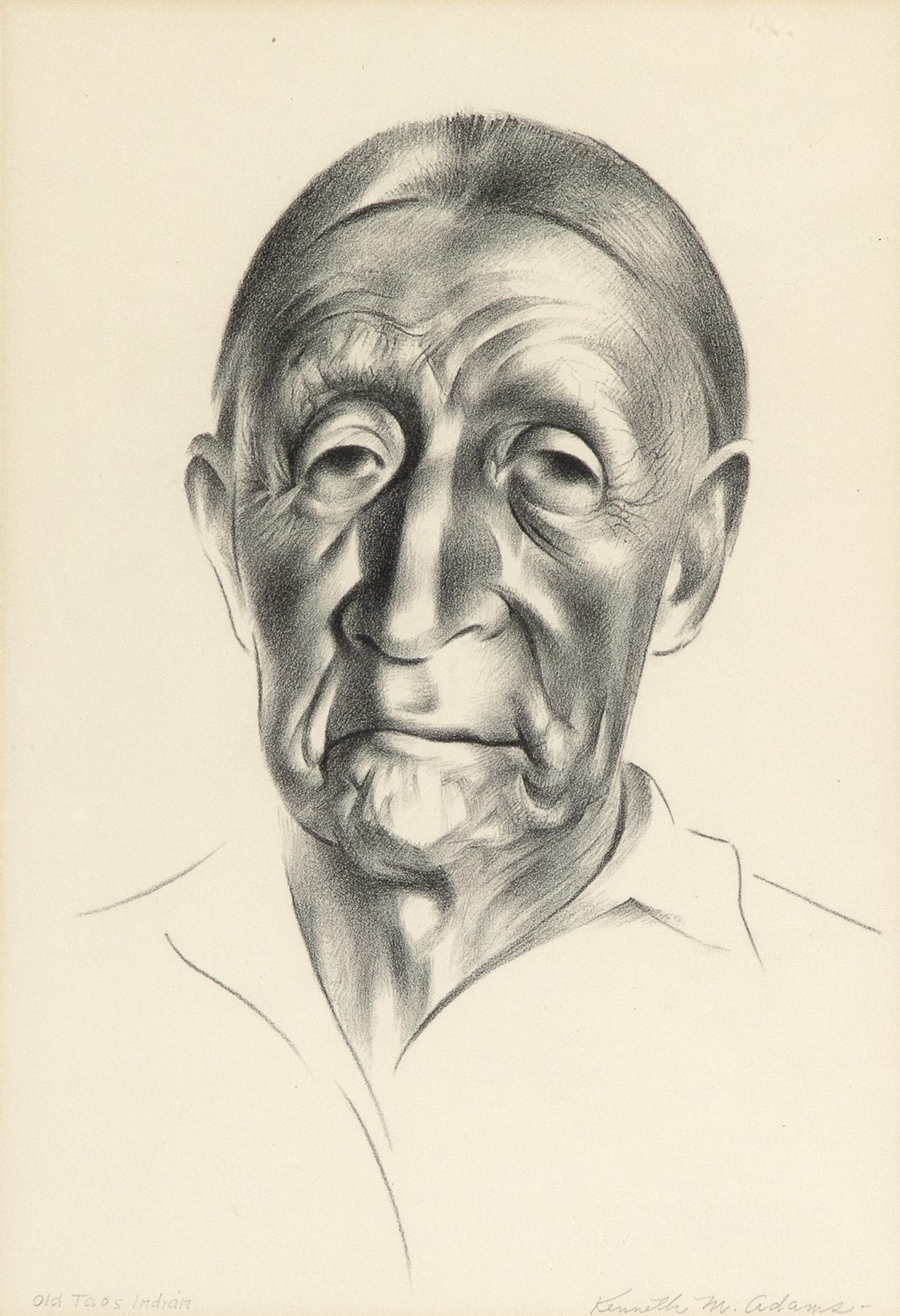 Kenneth M. Adams, Pair of Lithographs: Old Taos Indian + Doña Ascensione (1 of 2)