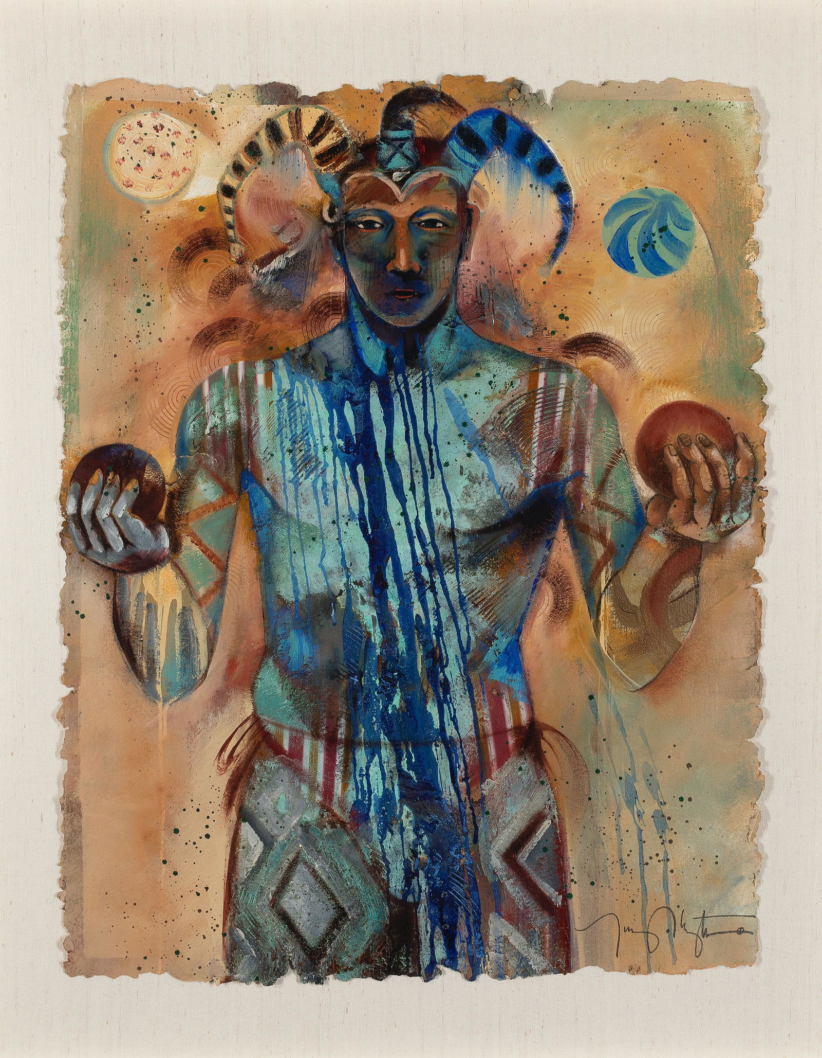 Tony Abeyta, Jester: Tony Abeyta(Dine [Navajo], b. 1965)Jestermixed media on papersigned lower right: Tony Abeyta40 x 30 in. (101.6 x 76.2 cm.), Frame: 48 5/8 x 39 3/4 x 2 1/8 in. (123.5 x 101 x 5.4 cm.) Private Collectio