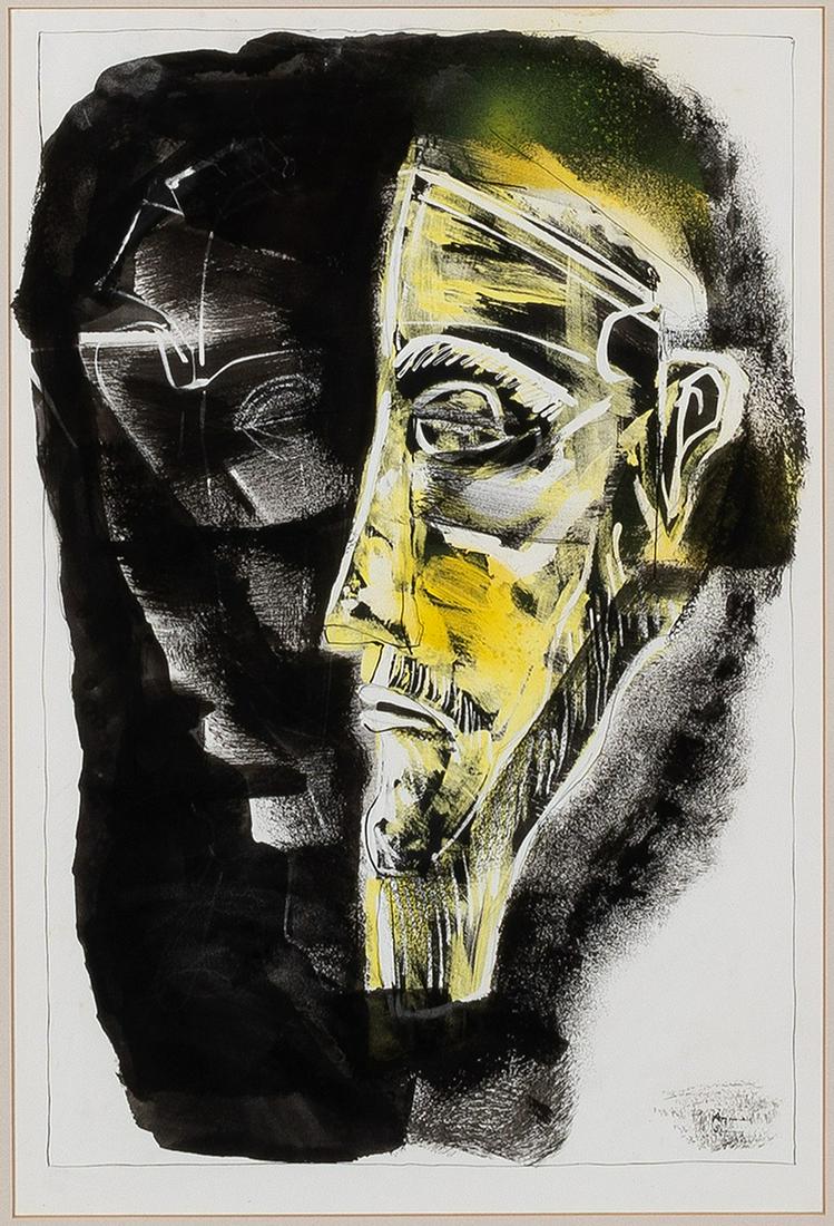 Agnes C. Sims, Untitled (Portrait): Agnes C. Sims(1910 - 1990)Untitled (Portrait)gouache on papersigned lower right: Agnes / Sims18 3/8 x 12 1/2 in. (46.67 x 31.75 cm.), Frame: 28 1/2 x 22 1/2 x 2 in. (72.39 x 57.15 x 5.08 cm.) Private