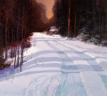 Jerry Jordan, Dusk's Somber Touch, Taos: Jerry Jordan(b. 1944)Dusk's Somber Touch, Taosoil on linensigned and inscribed lower left: Jerry Jordan / T.A.O.S.36 x 40 in. (91.4 x 101.6 cm.), Frame: 45 1/4 x 49 x 2 1/4 in. (114.94 x 124.46 x 5.72