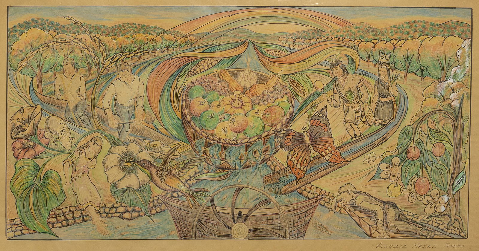 Frederico Vigil, Acequia Madre Mural Study (1 of 2)