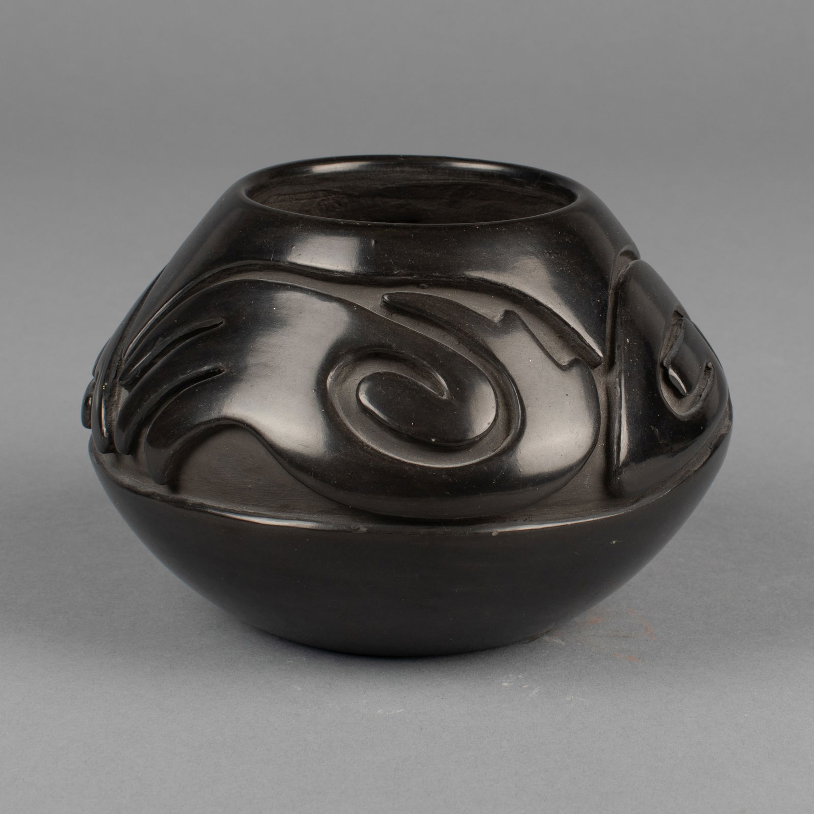 Teresita Naranjo [Apple Blossom], Carved Blackware Bowl, 1960 (1 of 3)