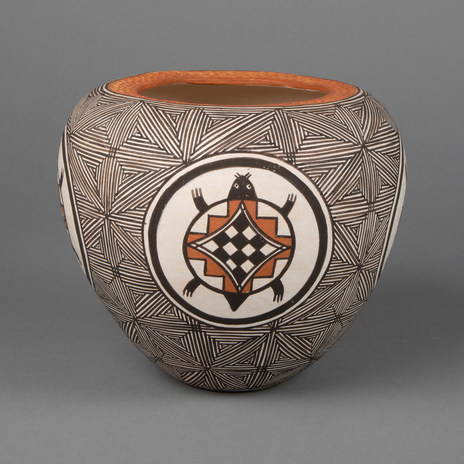 Juana Leno, Polychrome Geometric Jar with Turtles (1 of 4)