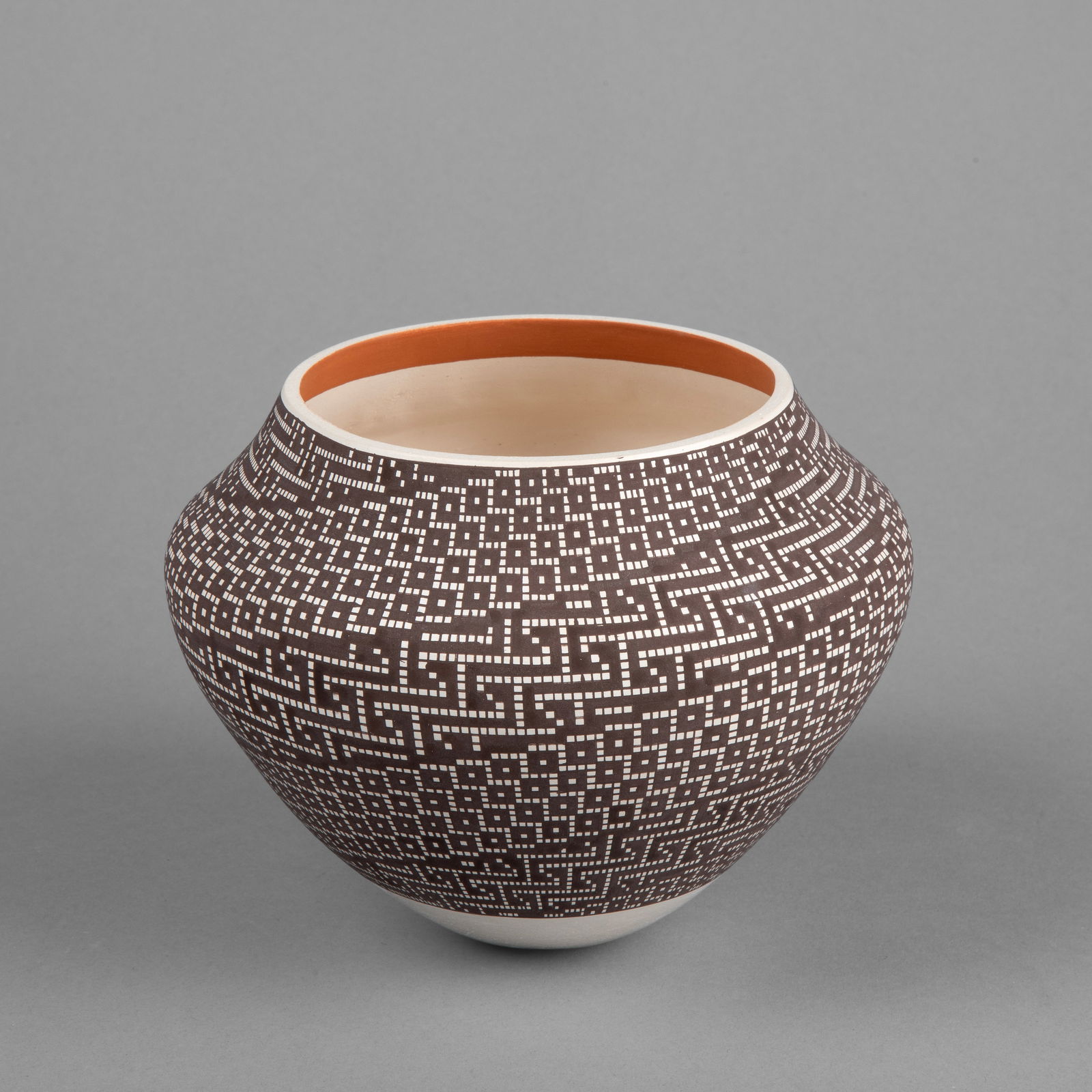 Frederica V. Antonia, Geometric Black on White Jar (1 of 3)