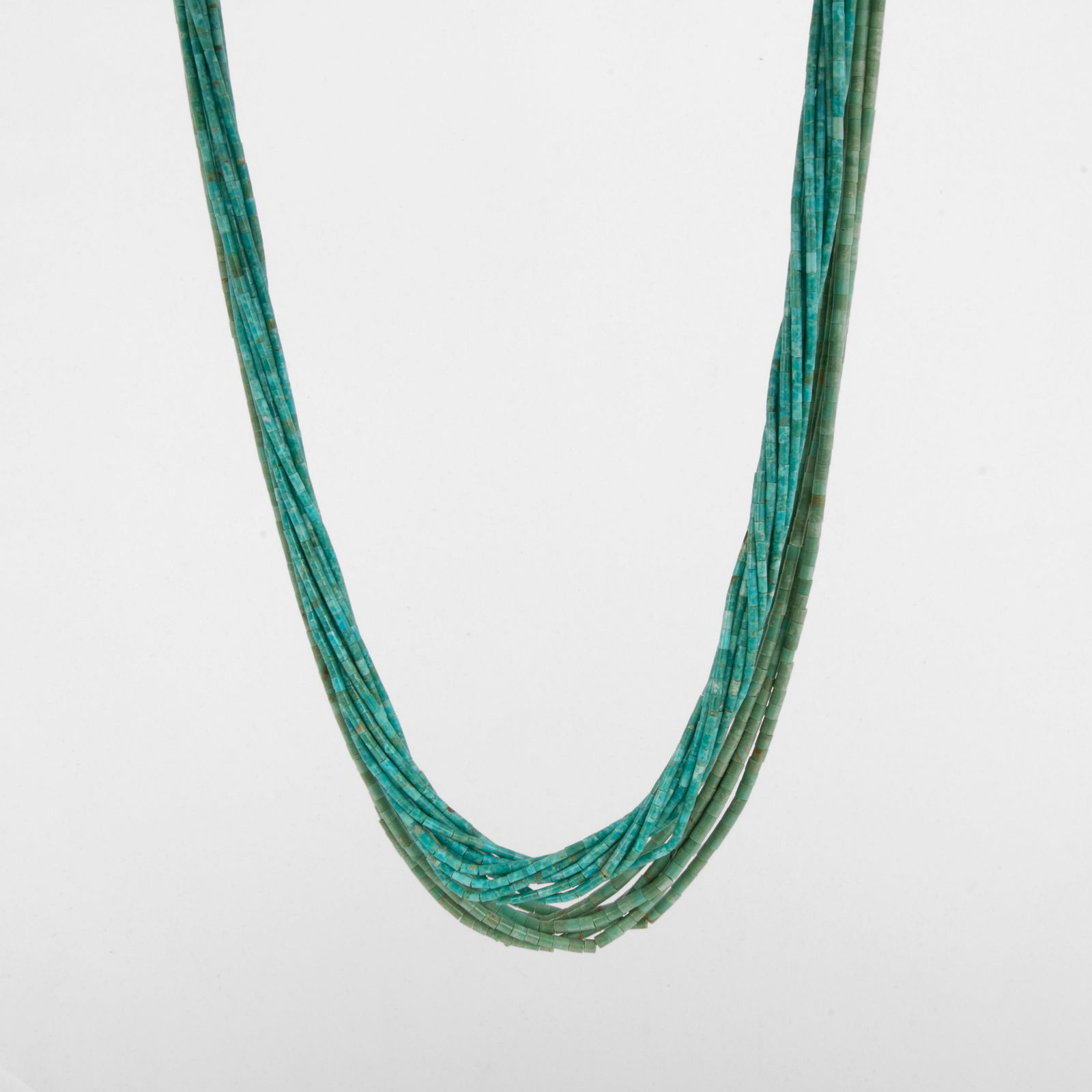2 Kewa [Santo Domingo] Turquoise Necklaces, Bessie Rosetta, Kewa [Santo Domingo], Six Strand (1 of 2)