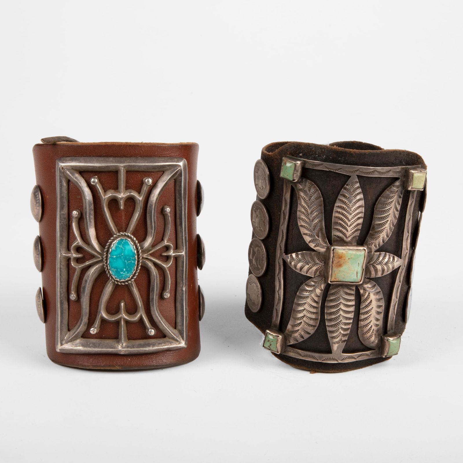 Two Dine [Navajo] Silver and Turquoise Ketohs ca. 1960's (1 of 1)