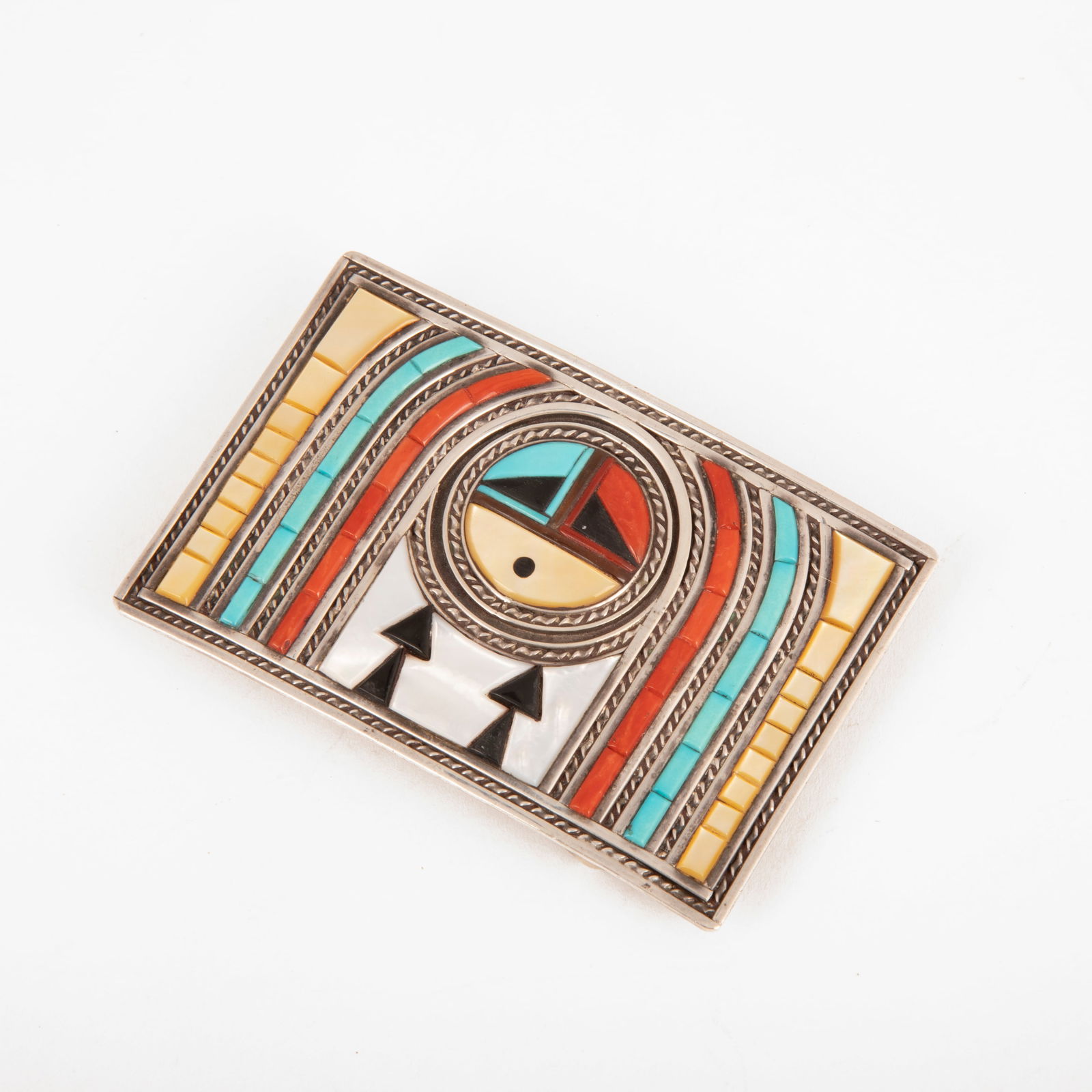 Don C. Dewa, Zuni, Silver and Multi-Stone Inlay Belt Buckle (1 of 1)