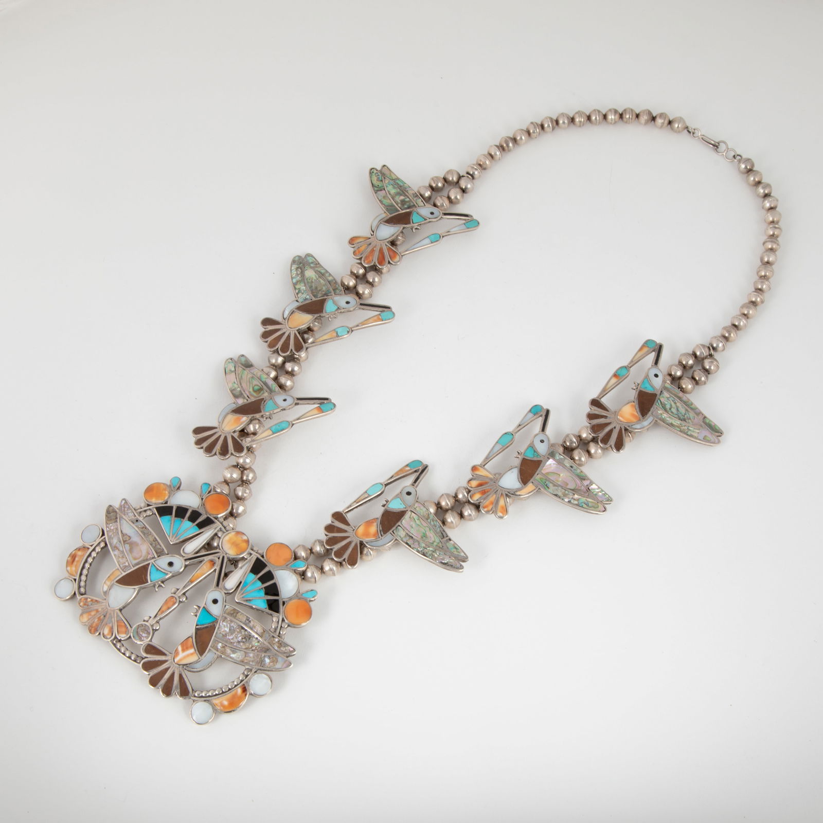Zuni Humming Bird Necklace On Bench-Made Beads ca. 1975 (1 of 3)