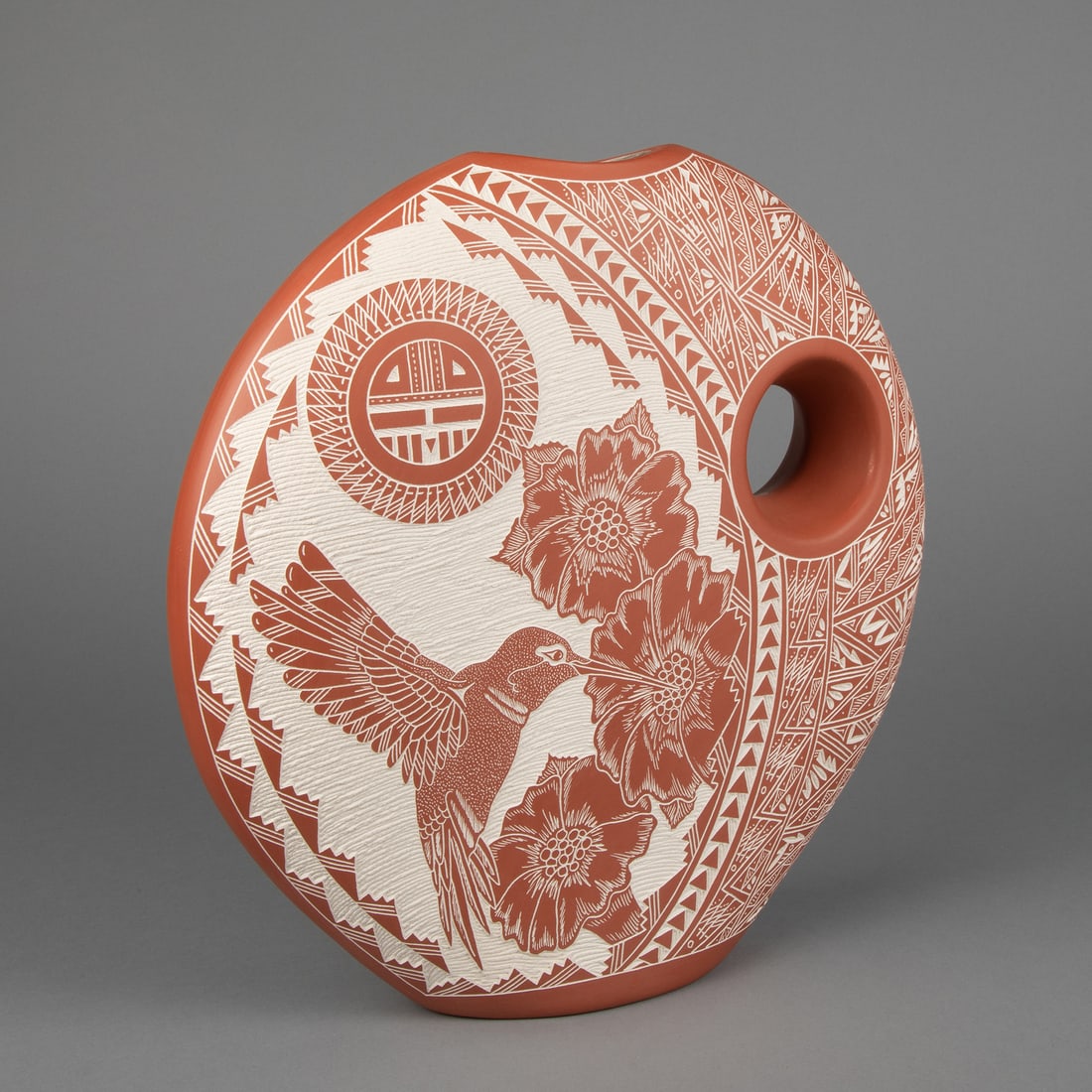Michael + Robin Romero, Sgraffito Redware Vase (1 of 4)