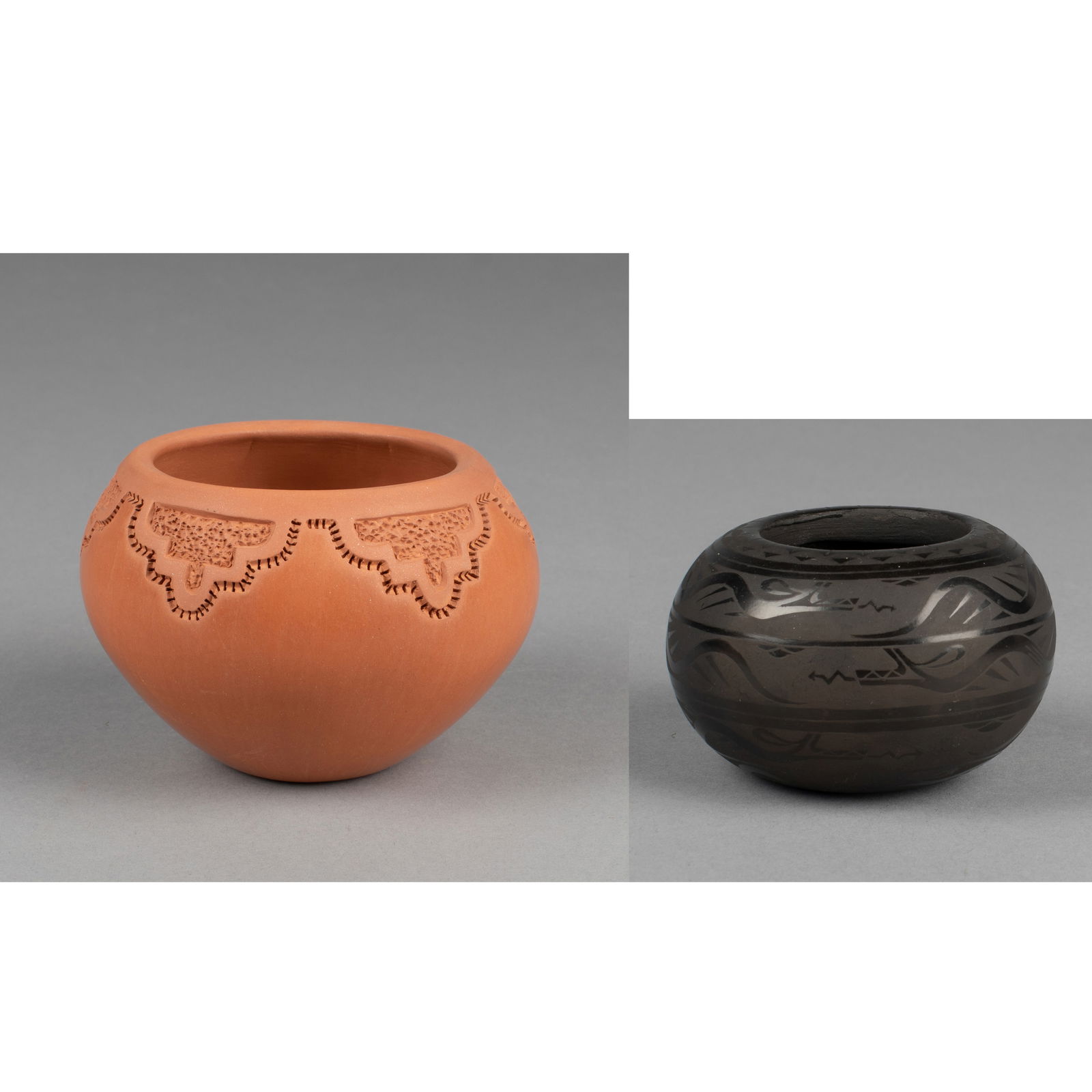 Caroline L. Carpio + Colleen Sisneros, Pair of Bowls: Summer Clouds Bowl, 2010 + Avanyu Bowl, 2021 (1 of 1)