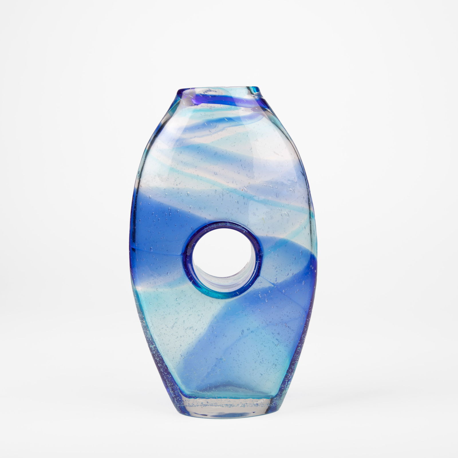 Adriano Dalla Valentina, (Murano, b. 1945), Blue Swirl Vase, Murrini blown glass, 10 x 6 x 3 in. (1 of 3)