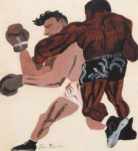 Ben Shahn, Untitled (Boxers): Ben Shahn(1898 - 1969)Untitled (Boxers)watercolor on papersigned lower center: Ben Shahn15 x 13 1/2 in. (38.1 x 34.3 cm.), Frame: 23 3/8 x 20 3/4 x 1 1/4 in. (59.4 x 52.7 x 3.2 cm.) The ArtistSi