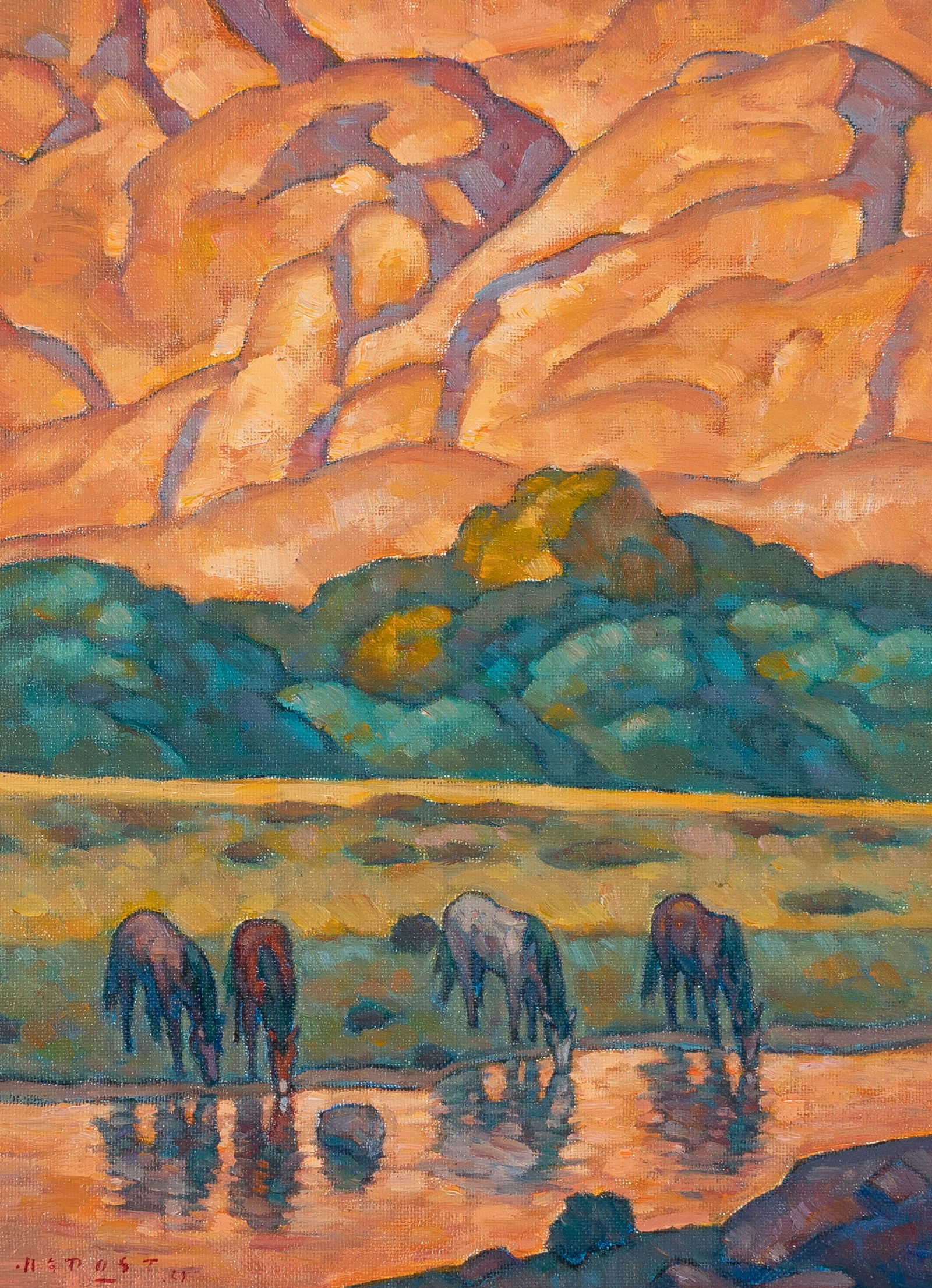 Howard Post, Fall Weather, ca. 2011: Howard Post(b. 1948)Fall Weather, ca. 2011oil on canvas boardsigned lower left: H POST12 x 9 in. (30.5 x 22.9 cm.), Frame: 18 x 15 x 1 3/4 in. (45.7 x 38.1 x 4.4 cm.) Collection of Ronald & Jacquelyn