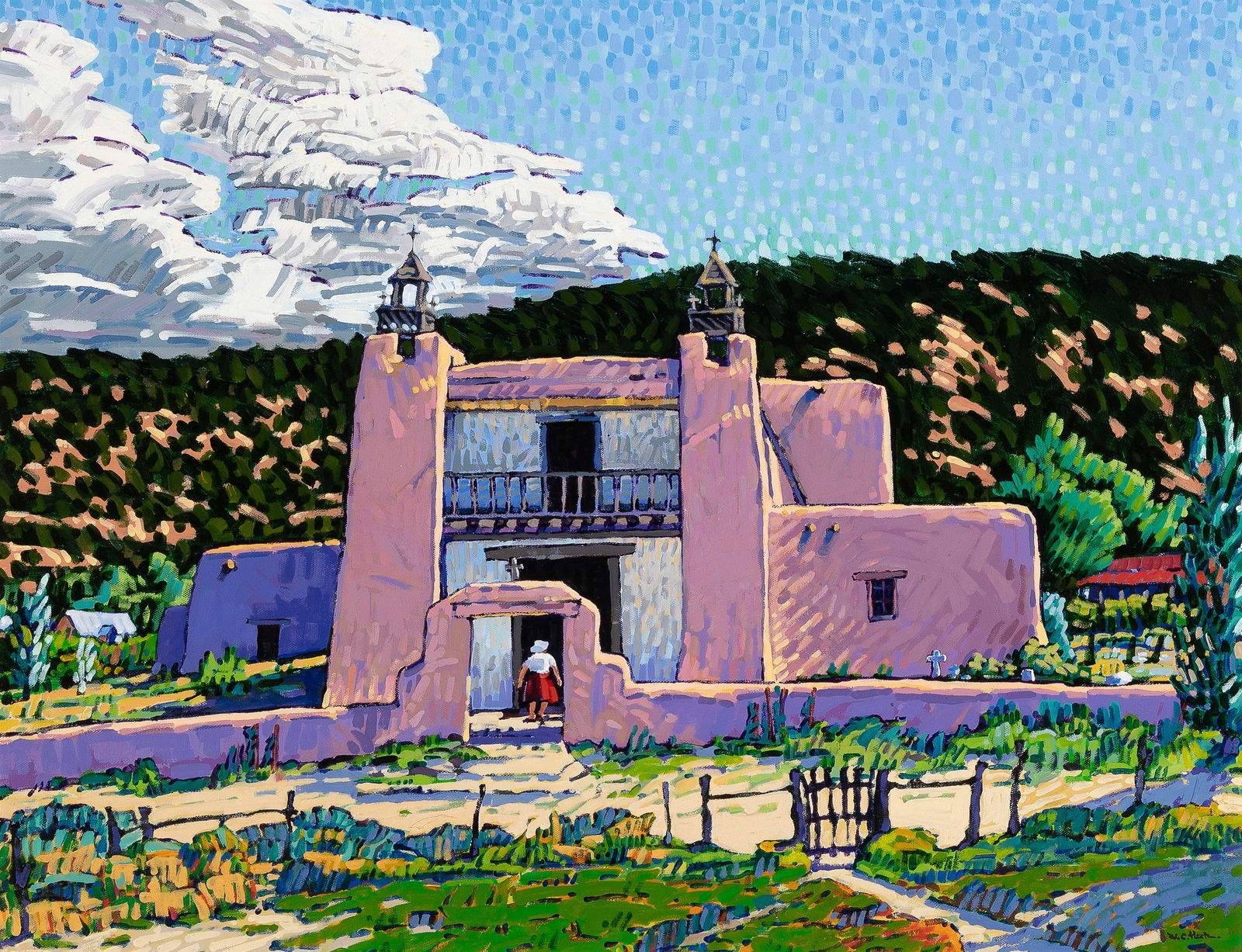 William Cather Hook, Trampas Tourista: William Cather Hook(b. 1948)Trampas Touristaacrylic on canvassigned lower right: W.C. Hook.24 x 30 x 1/2 in. (61 x 76.2 x 1.3 cm.), Frame: 31 1/2 x 37 1/2 x 1 1/2 in. (80 x 95.3 x 3.8 cm.) Private Col