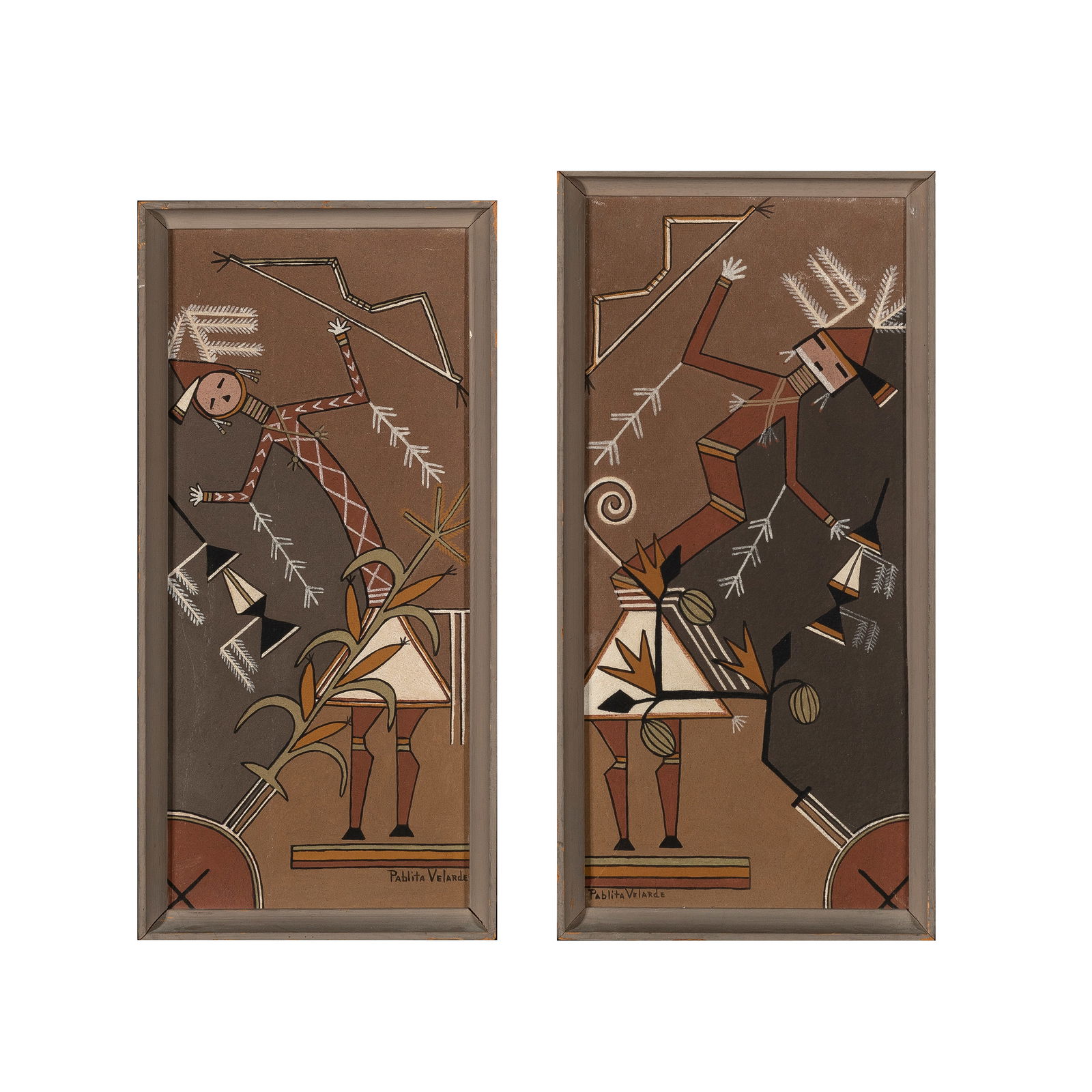 Pablita Velarde [Tse Tsan], Pair of Yei Dancers: Female + Male (1 of 5)