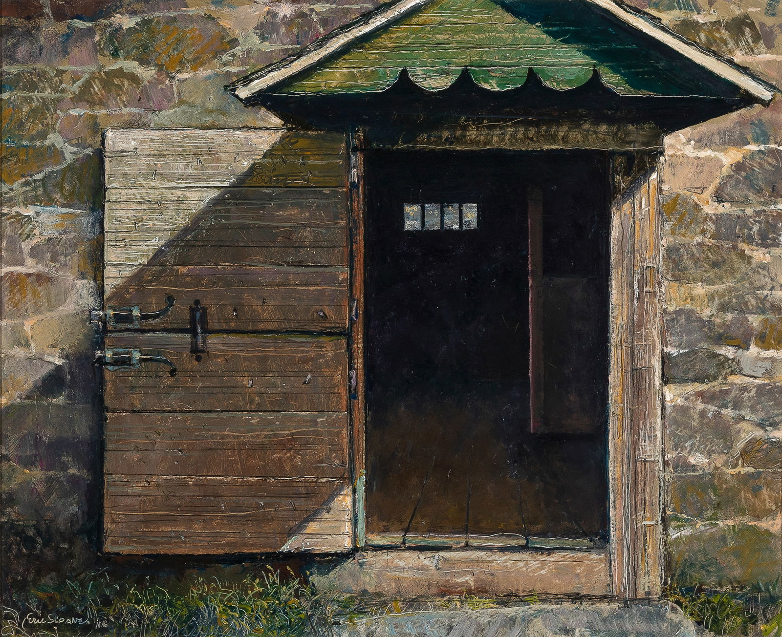 Eric Sloane, Amish Barn Door: Eric Sloane(1905 - 1985)Amish Barn Dooroil on boardsigned lower left: Eric SLOANE18 1/4 x 21 1/4 in. (46.4 x 54 cm.), Frame: 24 1/4 x 28 x 2 in. (61.6 x 71.1 x 5.1 cm.) Private Collection, Florida