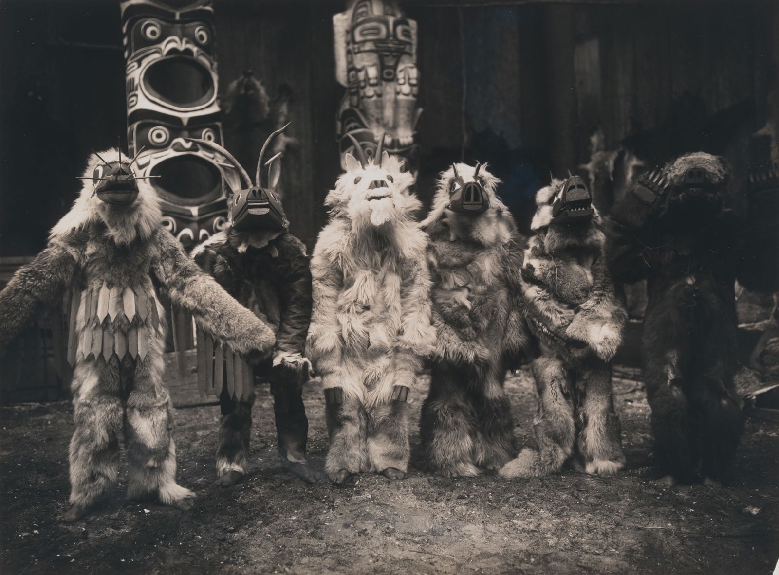 Edward S. Curtis, Film Still of "In The Land of The Head Hunters" (Masked Dancers - Qagyuhl), ca. (1 of 4)