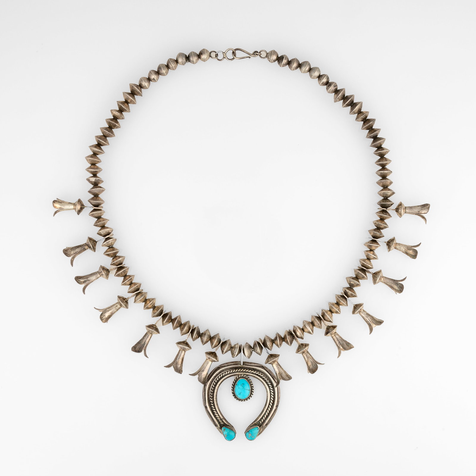 Fred Thompson, Silver + Turquoise Squash Blossom Necklace (1 of 2)