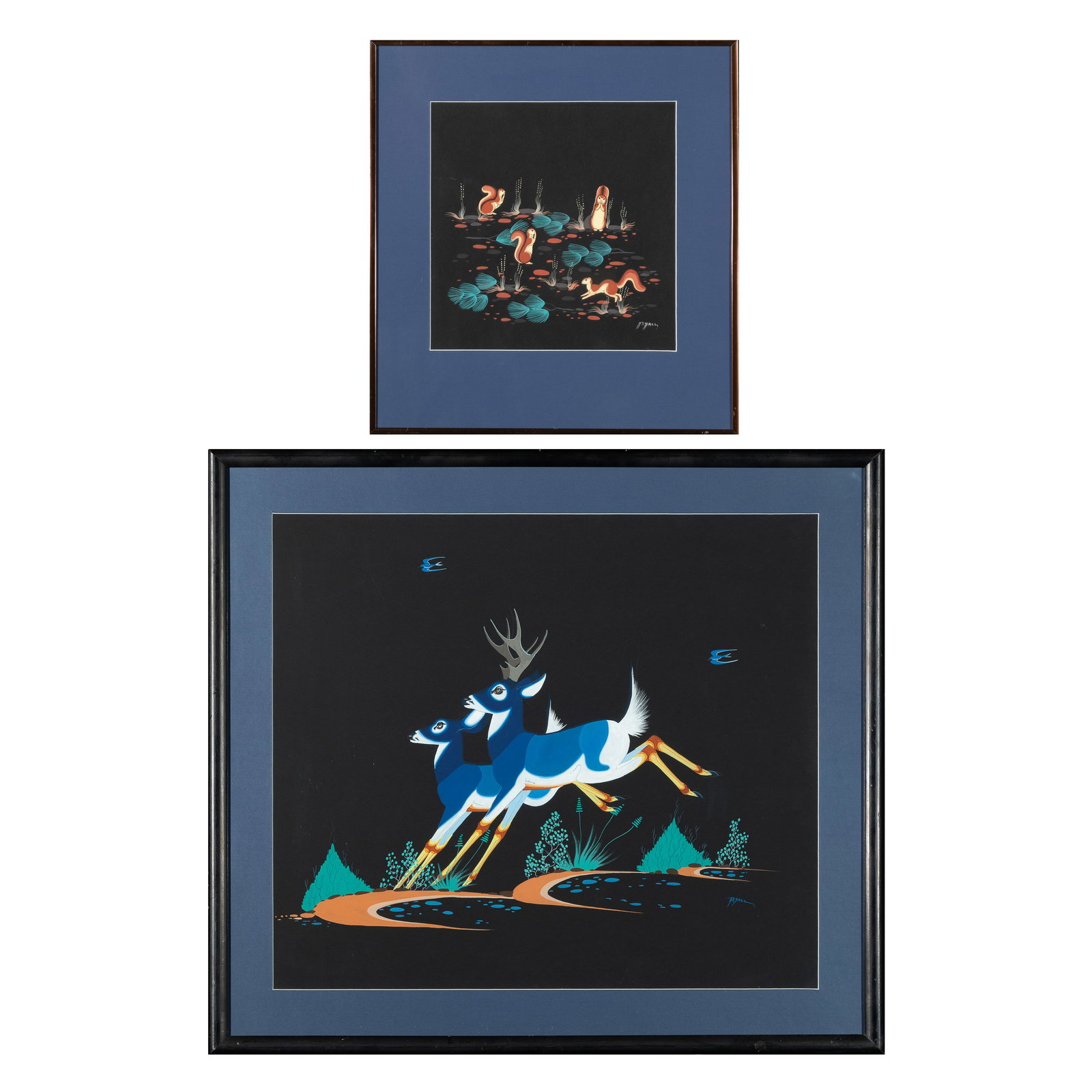 Beatien Yazz, Two Paintings: Blue Deer + Prairie Dogs (1 of 5)