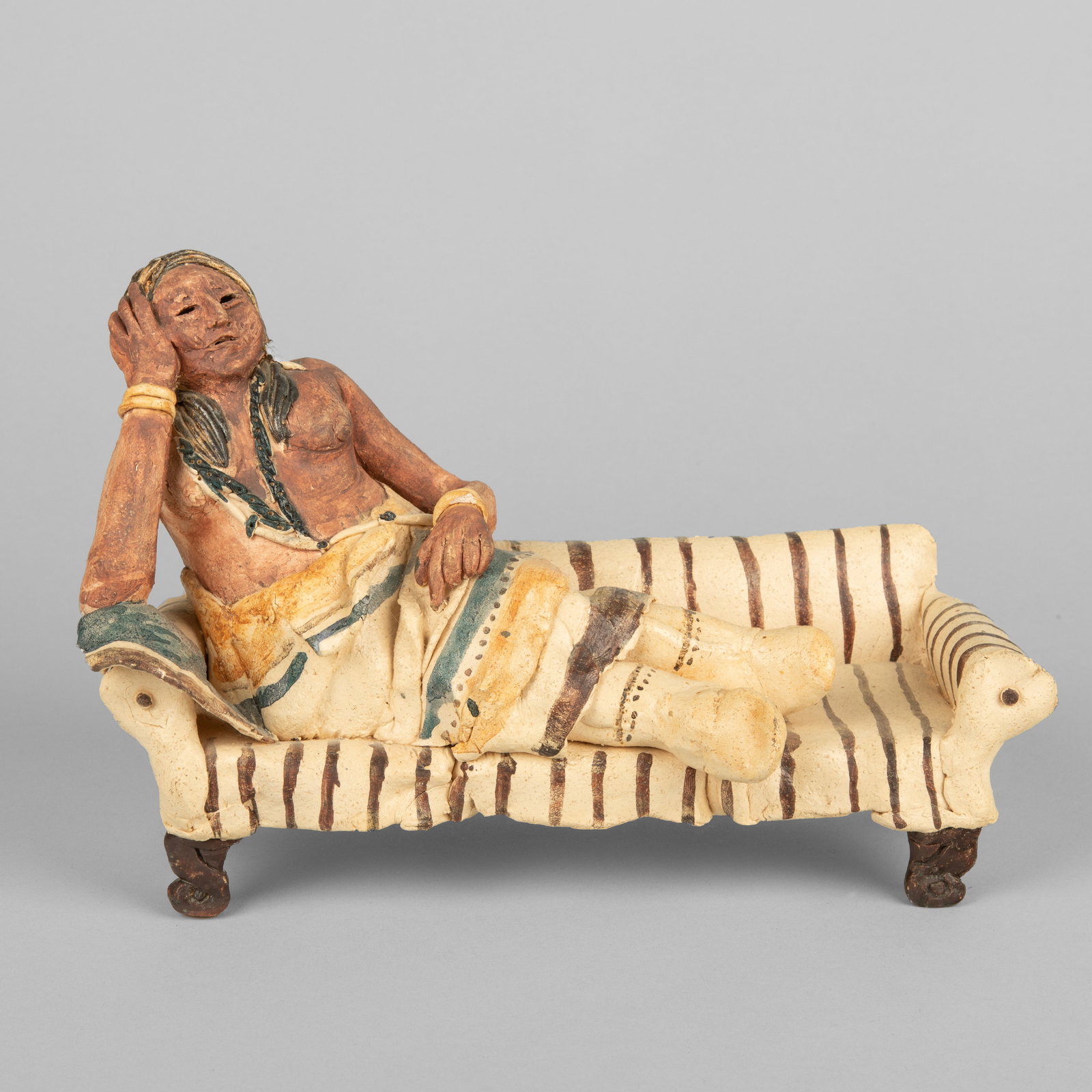 Peter Jones, Iroquois Polychrome Clay Figural Sculpture (1 of 5)