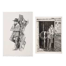 Gary Myers, Pair of Lithographs: Liquid Assets, 1982 + The Horse Trader, 1991