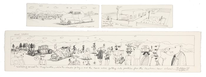 Gilbert Magu Lujan, Group of Three Drawings: Cruising, 1997 + Untitled (San Francisco) + Waiting