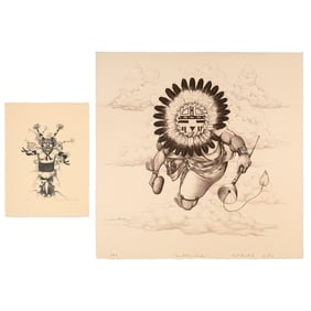 Neil David Sr., Two Prints: Our Father the Sun, 1983 + Untitled, 1989