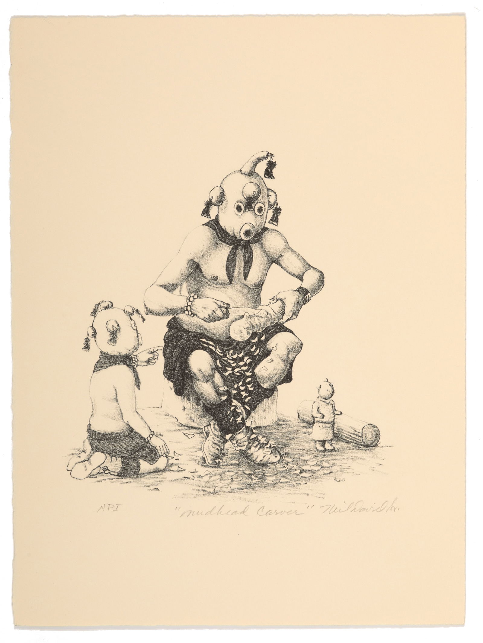 Neil David Sr., Two Lithographs: Melon Dreamer, 1988 + Mudhead Carver, 1988 (1 of 7)