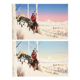 Donald Vann, Pair of Lithographs: Winter Visitors, 1988