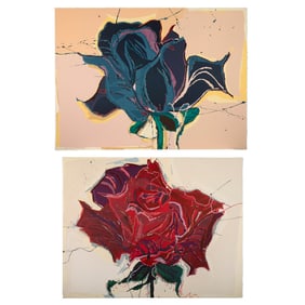 Sally Anderson, Pair of Lithographs: Blue Rose, 1983 + Rose, 1983