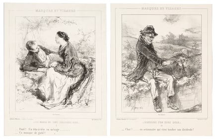Paul Gavarni, Two Lithographs from Masques et Visages, ca. 1853