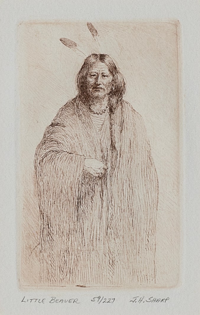 Joseph Henry Sharp, Little Beaver: Joseph Henry Sharp(1859 - 1953)Little Beaveretching, edition 59 of 227graphite titled lower left: LITTLE BEAVERgraphite editioned lower center: 59/227graphite signed lower right: J.H. SHARP4 3/4