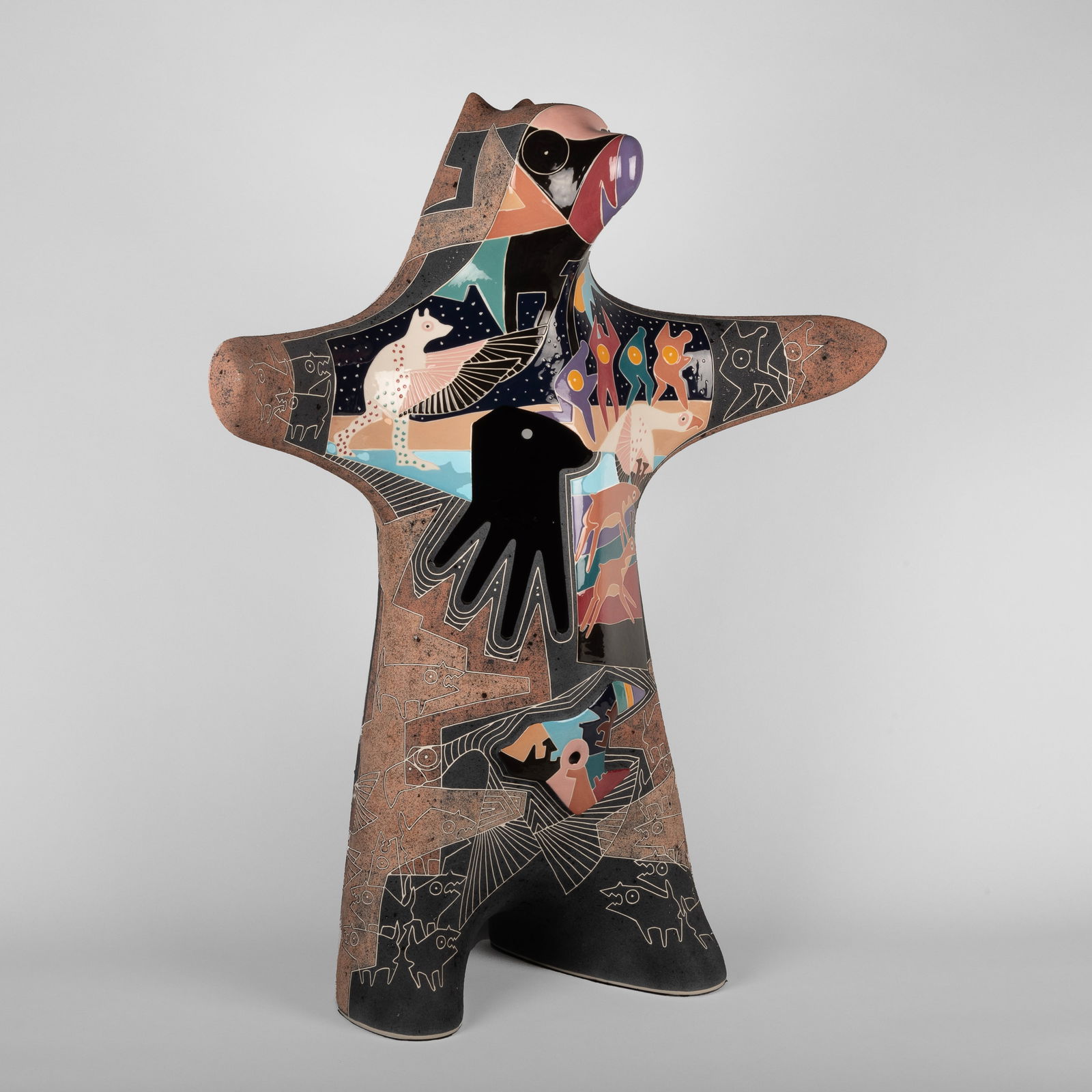 Rebecca Tobey, Bear: Rebecca Tobey(b. 1948)Bearfired clay, pigmentsinscribed: Tobey Â©30 1/2 x 26 x 12 1/2 in. (77.5 x 66 x 31.8 cm.) Private Collection, Florida