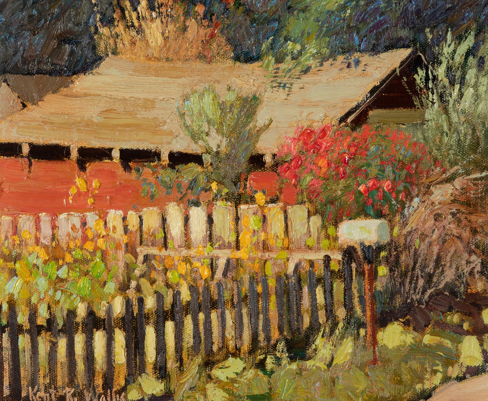 Kent R Wallis, The Red Garage, 1989: Kent R. Wallis(b. 1945)The Red Garage, 1989oil on canvassigned lower left: Kent R. Wallisinscribed verso: #1811 / RED GARAGE / 11 x 14 OIL ON CANVAS / By Kent R. Wallis / 198911 x 14 in. (27.9 x 35.6