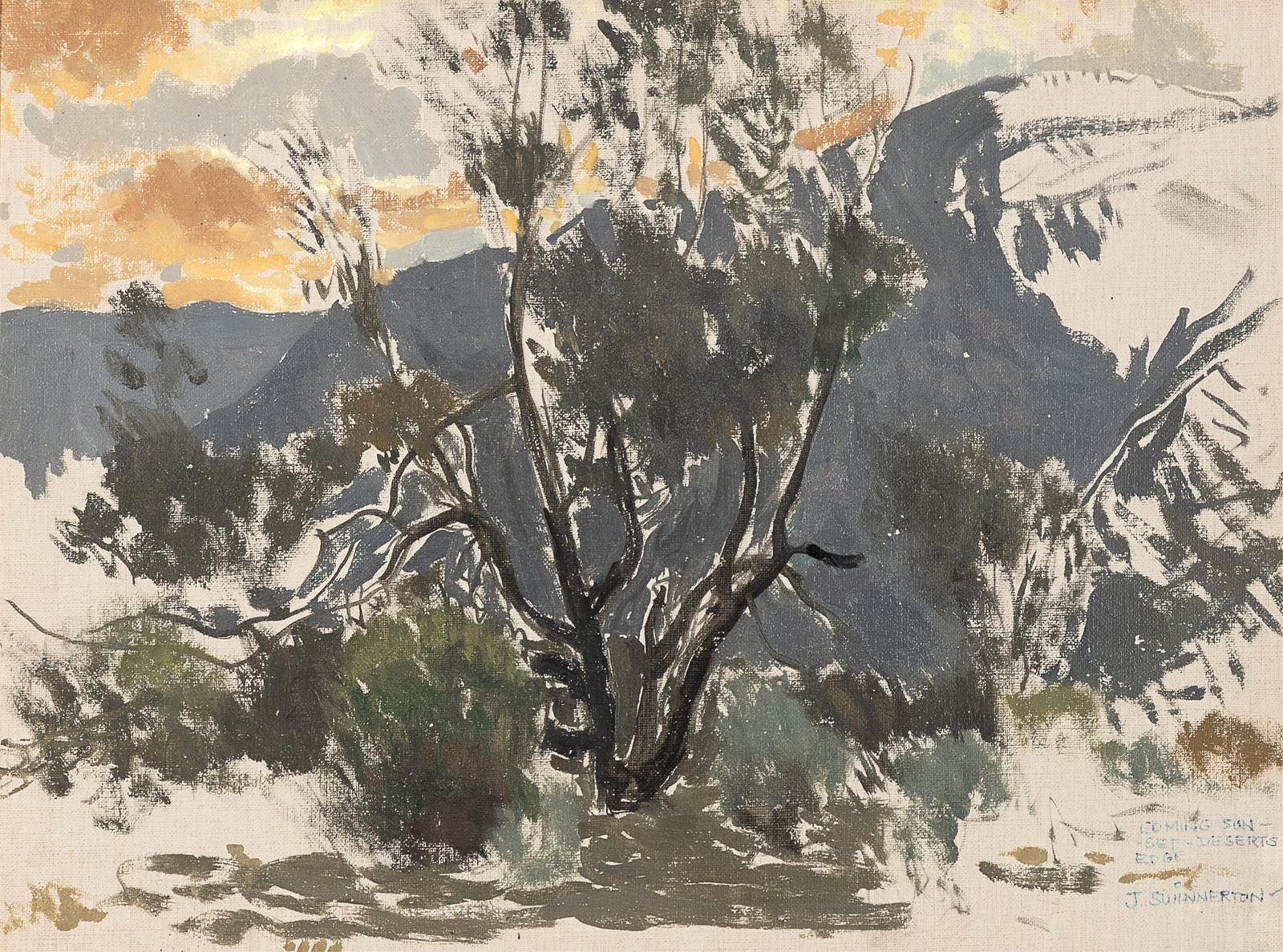James Guilford Swinnerton, Pair of Field Sketches: A Desert Corner + Coming Sunset Deserts Edge (1 of 5)