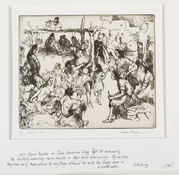 Gene Kloss (1903-1996), Jester's Fun, 23/75: Gene Kloss (1903-1996), Jester's Fun, 23/75 Media: etching and drypoint on paper Dimensions: 7 3/8 x 8 7/8 inches Signature: editioned and titled lower left: 23/75 Jester's Fun signed lower righ
