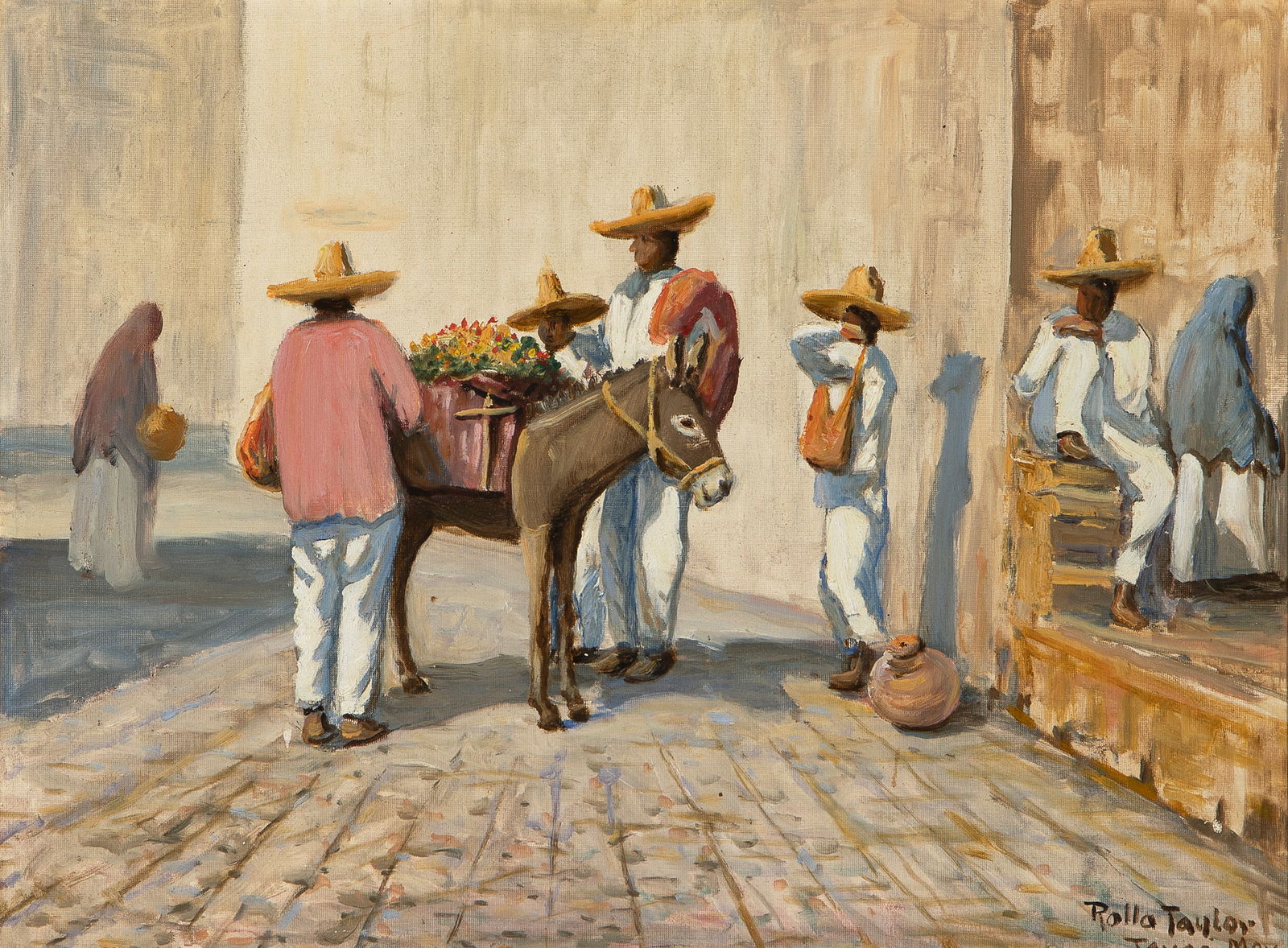 Rolla Sims Taylor, Untitled (Taxco, Mexico): Rolla Sims Taylor(1872 - 1970)Untitled (Taxco, Mexico)oil on boardsigned lower right: Rolla Taylor / Taxco Mex12 x 16 in. (30.5 x 40.6 cm.), frame: 15 7/8 x 19 7/8 x 1 7/8 in. (40.3 x 50.5 x 4.8 cm.)