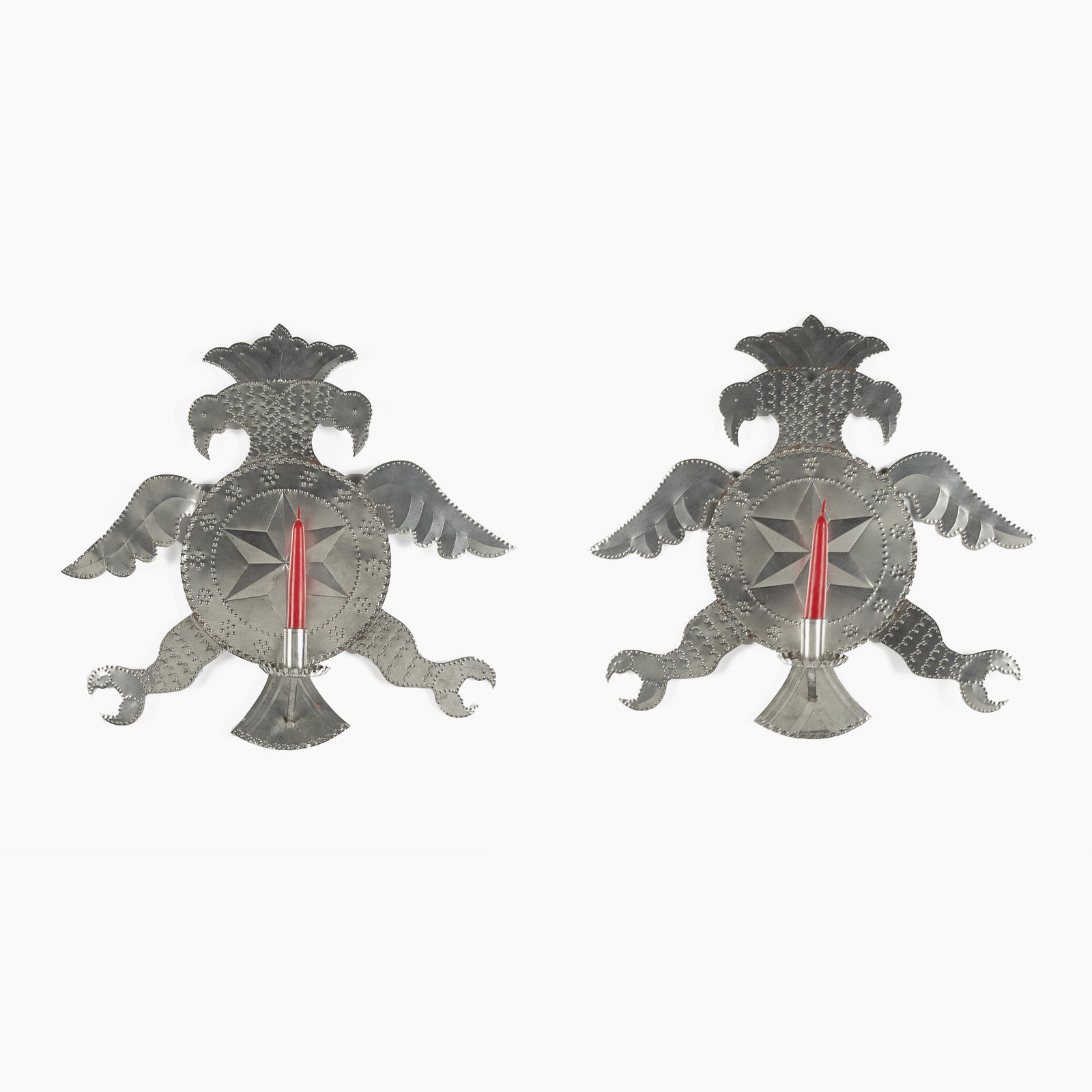 Pair of Tin Candle Sconces with Two-Headed Eagles, ca. 1970 (1 of 3)