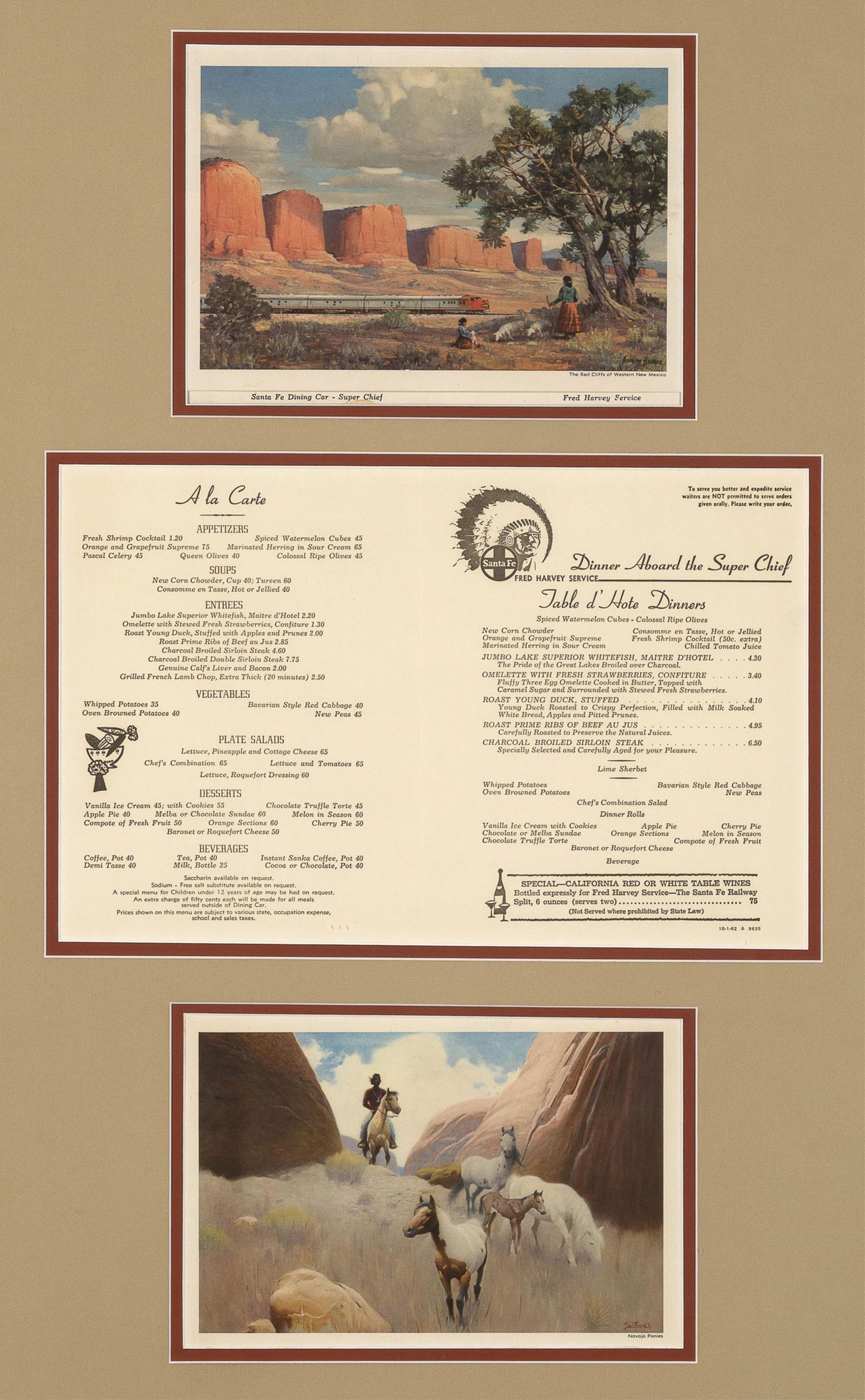 Three Santa Fe Railroad Prints: The Red Cliffs of Western New Mexico (Santa Fe Dining Car) + Super (1 of 2)