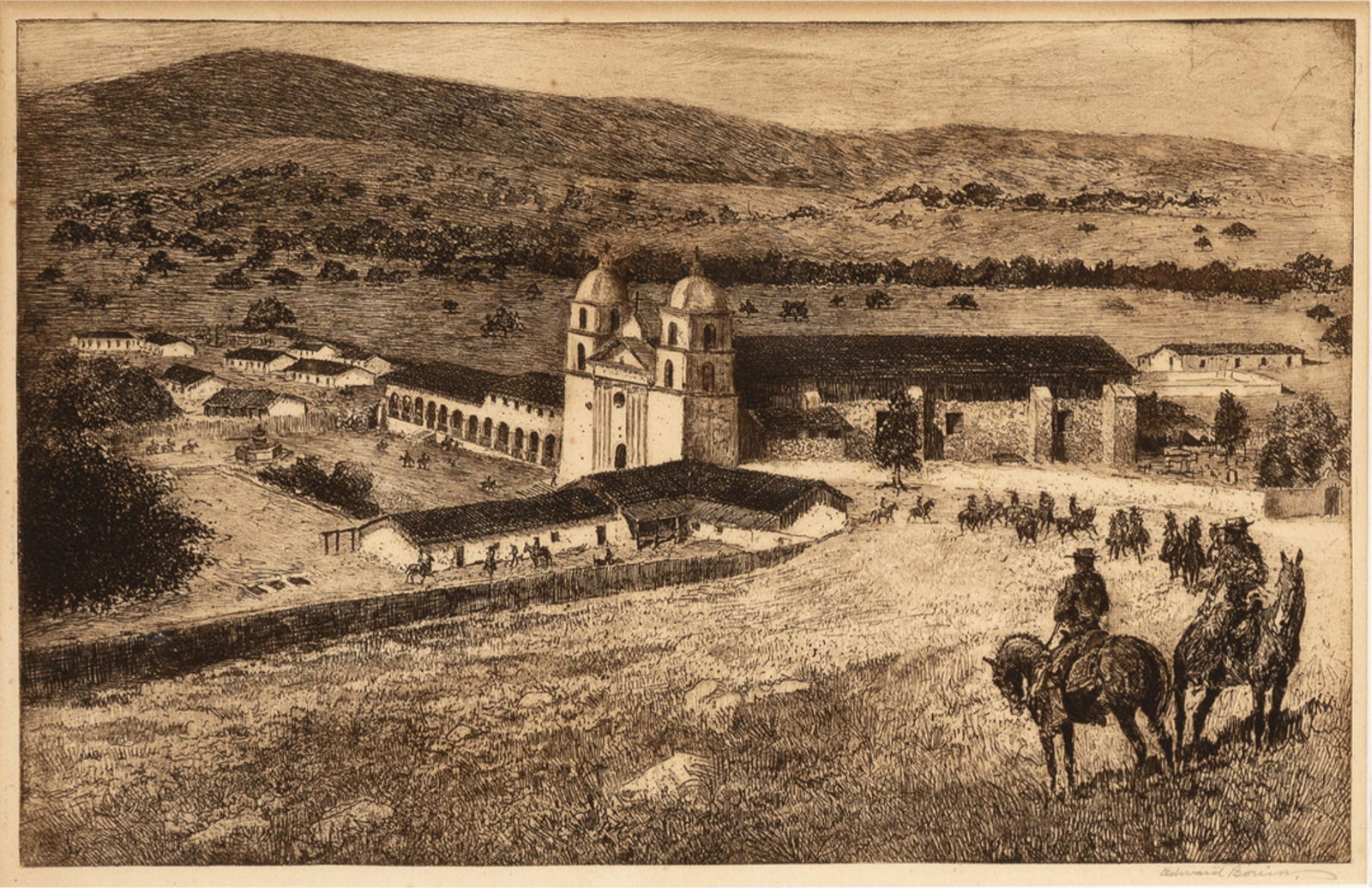 Edward Borein, Mission Santa Barbara, No. 1 (1 of 2)