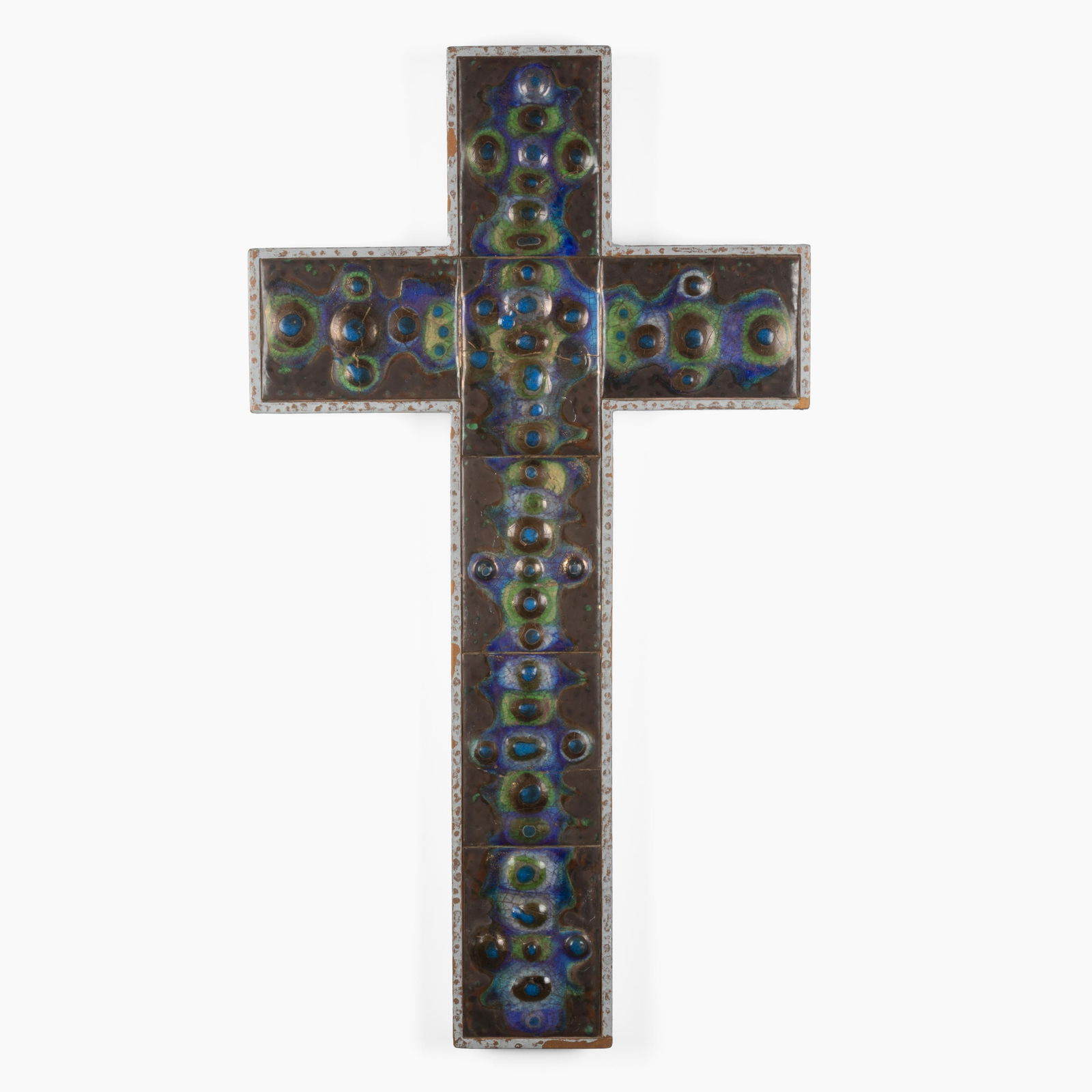 Michael Klein, Cross of San Geronimo, 1959: Michael Klein(20th Century)Cross of San Geronimo, 1959fired clay, pigments, woodinscribed verso: Michael Klein / C./46/60 / Taos.59 / CRoss / of / SAN GERONiMO30 1/2 x 17 x 1 1/4 in. (77.5 x 43.2 x 3.