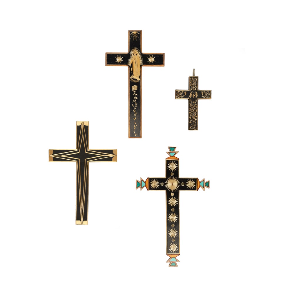 Tomas L. Sena, Charlie Sanchez Jr., V. Rodriguez, + Deanna Moya-Lujan, Group of Four Straw Appliqué (1 of 9)