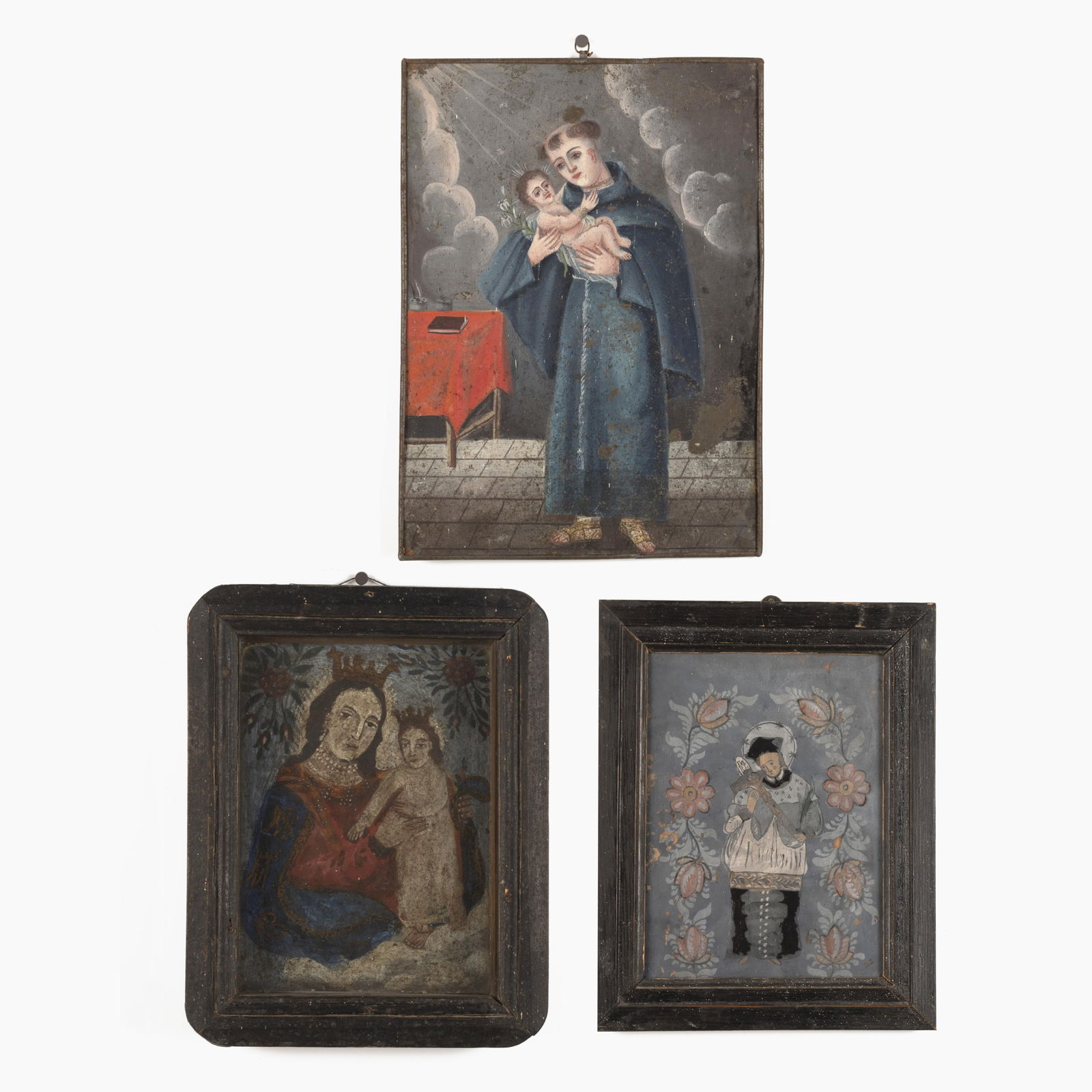 Group of Three Early Santos: St. Anthony with Christ Child, 19th Century + Saint John Nipmuc with (1 of 4)