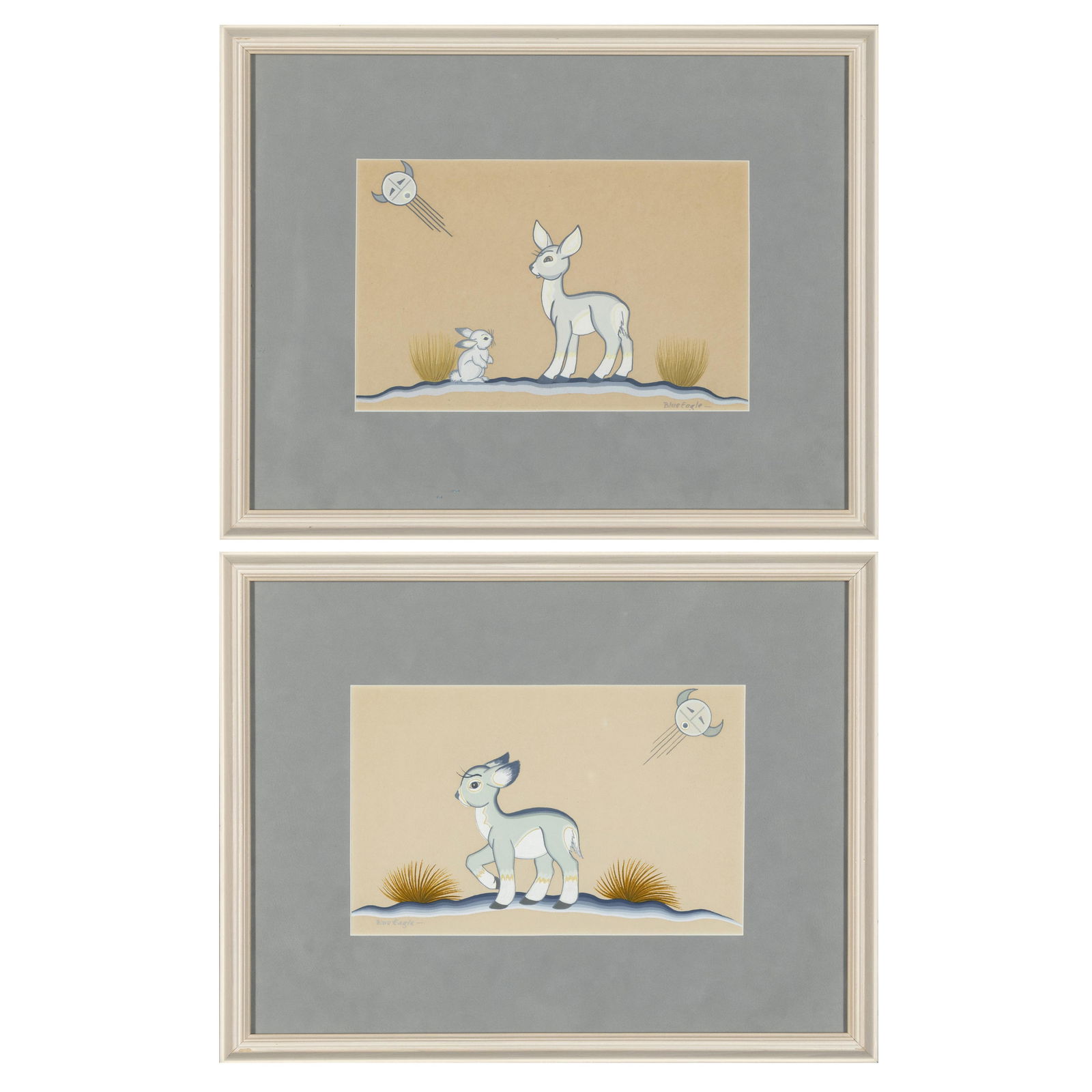 Acee Blue Eagle, Pair of Works on Paper: Fawn + Rabbit (1 of 7)