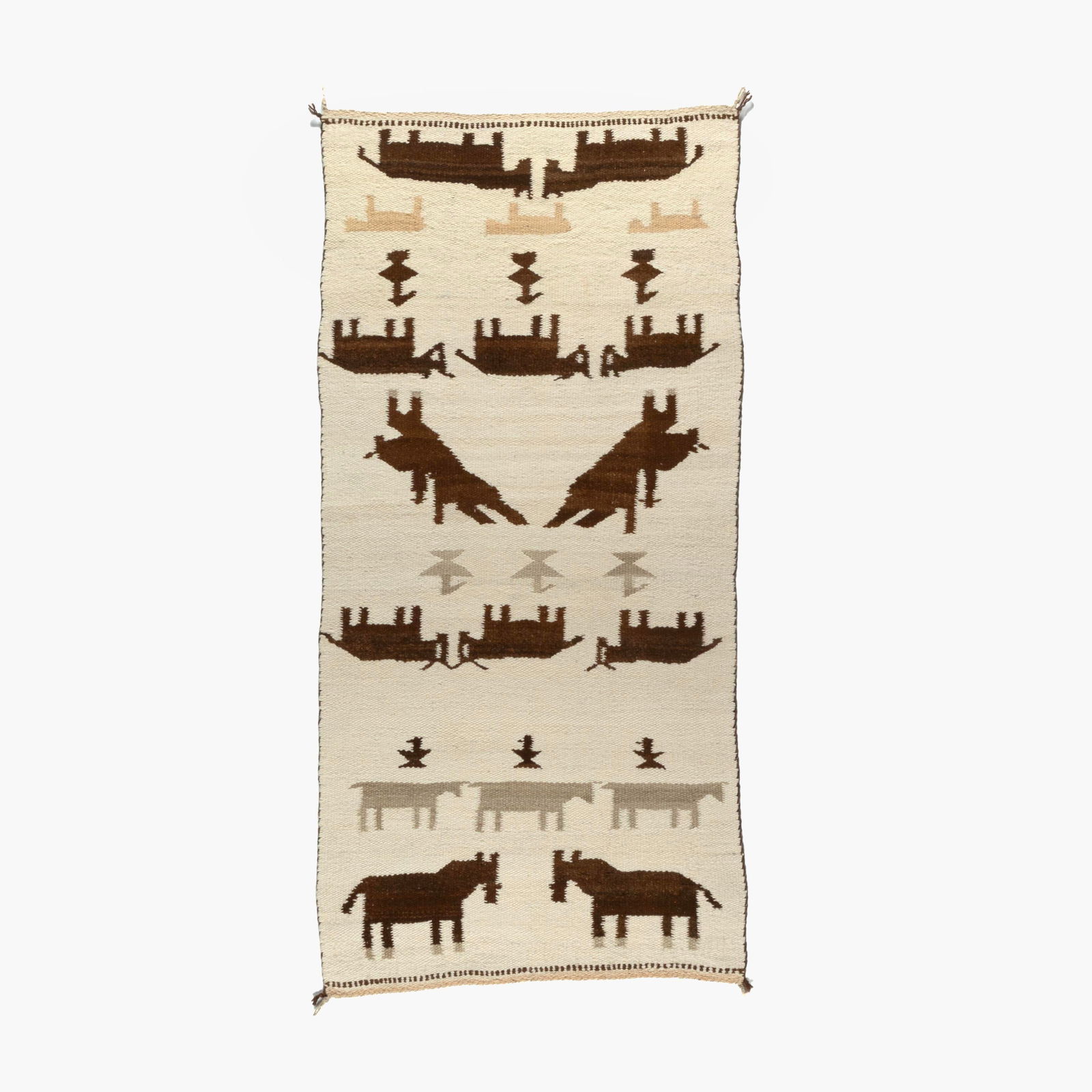 Diné [Navajo], Regional Wool Pictorial Saddle Blanket, 20th Century (1 of 3)