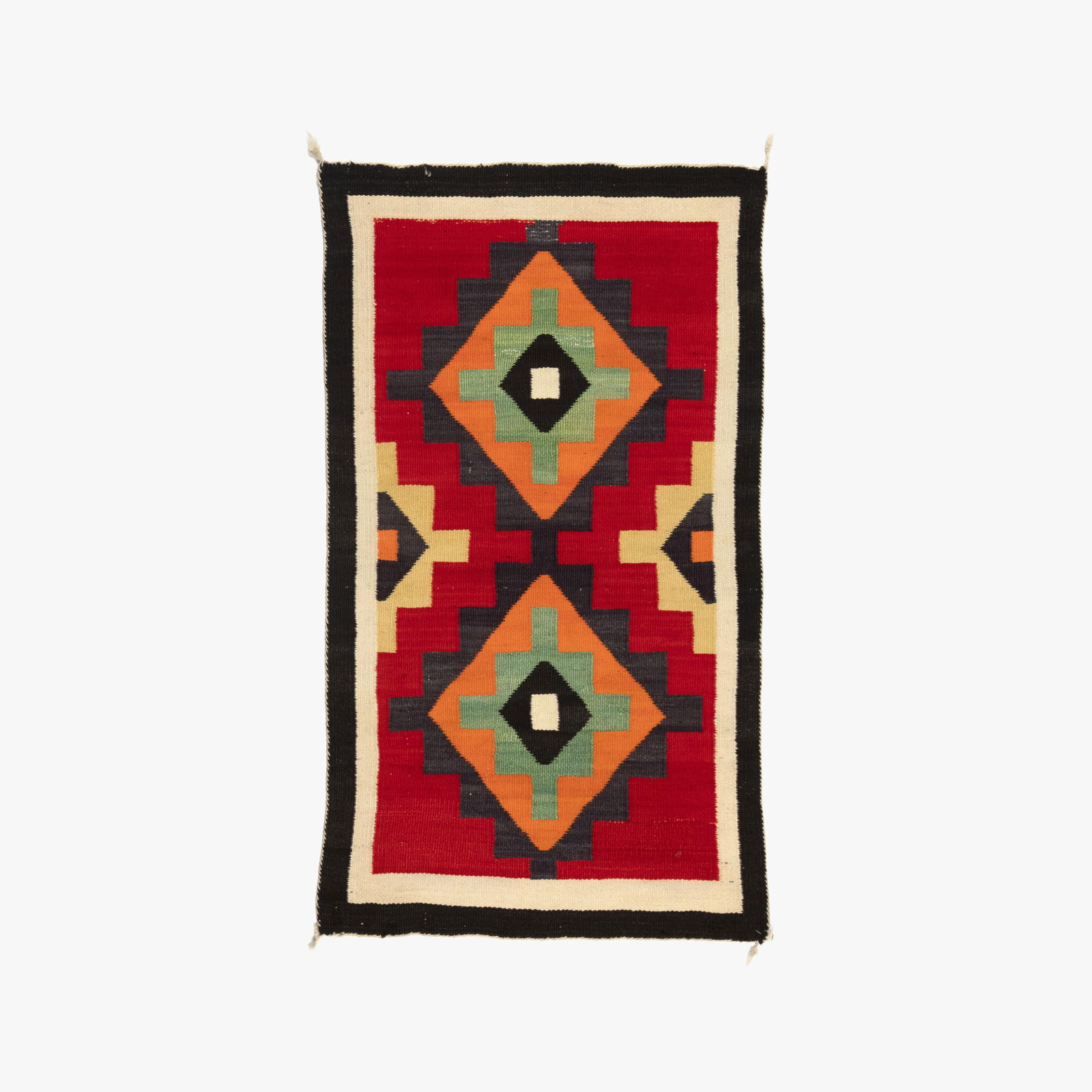 Diné [Navajo], Pair of Textiles: Single Saddle Blanket, ca. 1925 + Small Saddle Blanket, ca. 1955 (1 of 3)