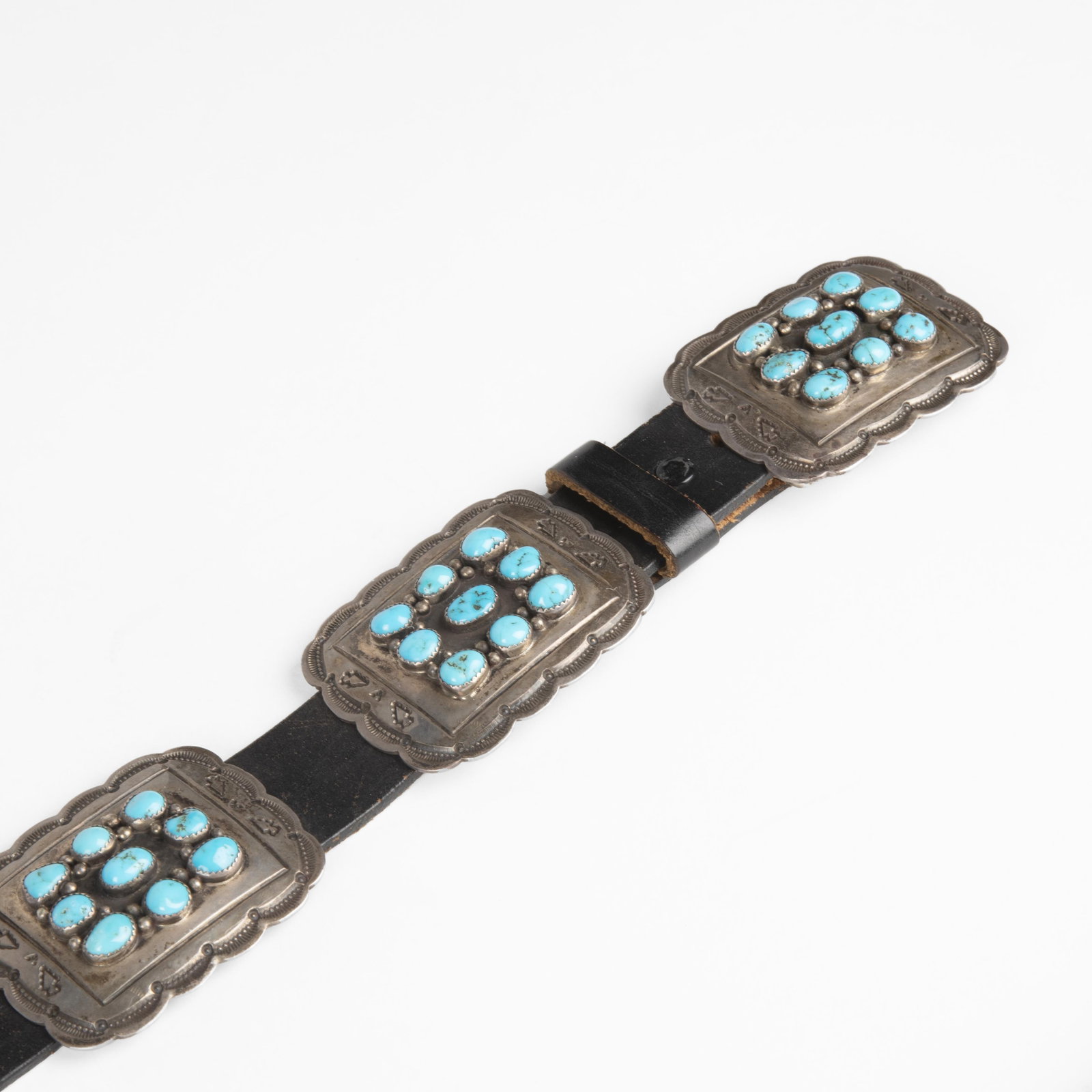 Benny Pinto, Sterling Silver Turquoise Concho Belt (1 of 3)