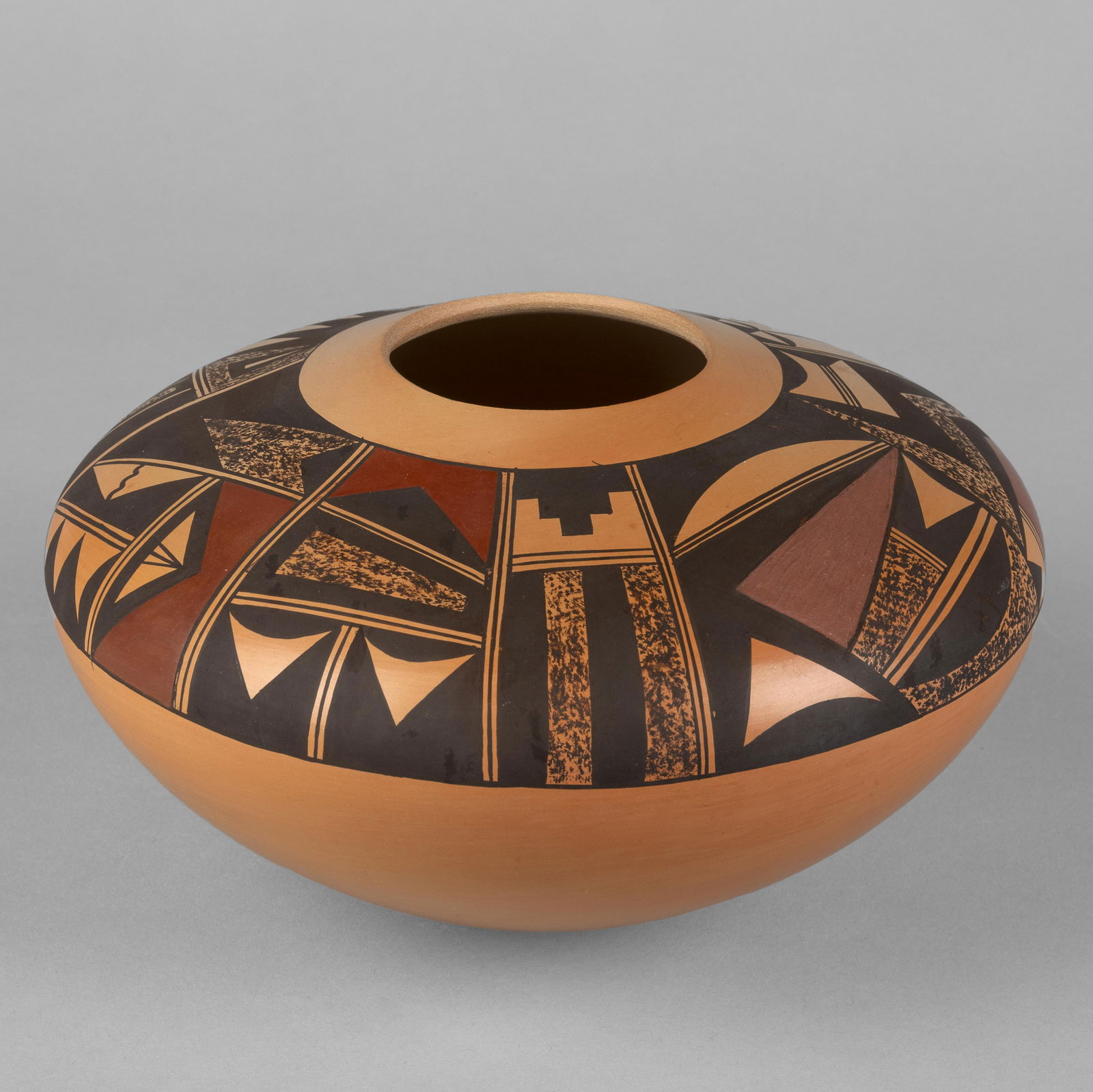 Steve [Koyemsi] Lucas, Polychrome Pottery Jar with Feather Design, ca. 1990 (1 of 4)