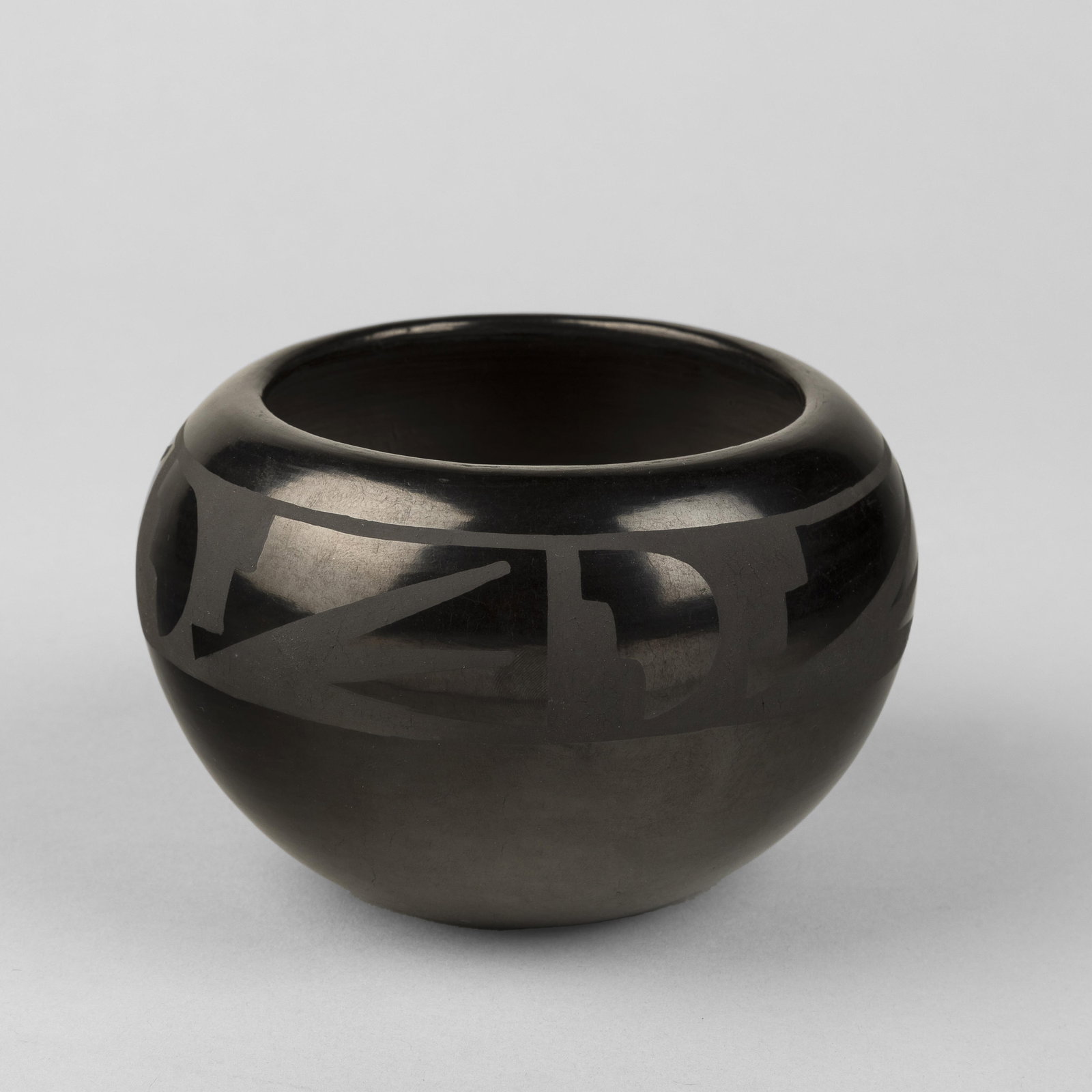 Santana + Adam Martinez, Lot of Blackware Pottery: Black on Black Bowl, ca. 1965 + Blackware Dish (1 of 7)